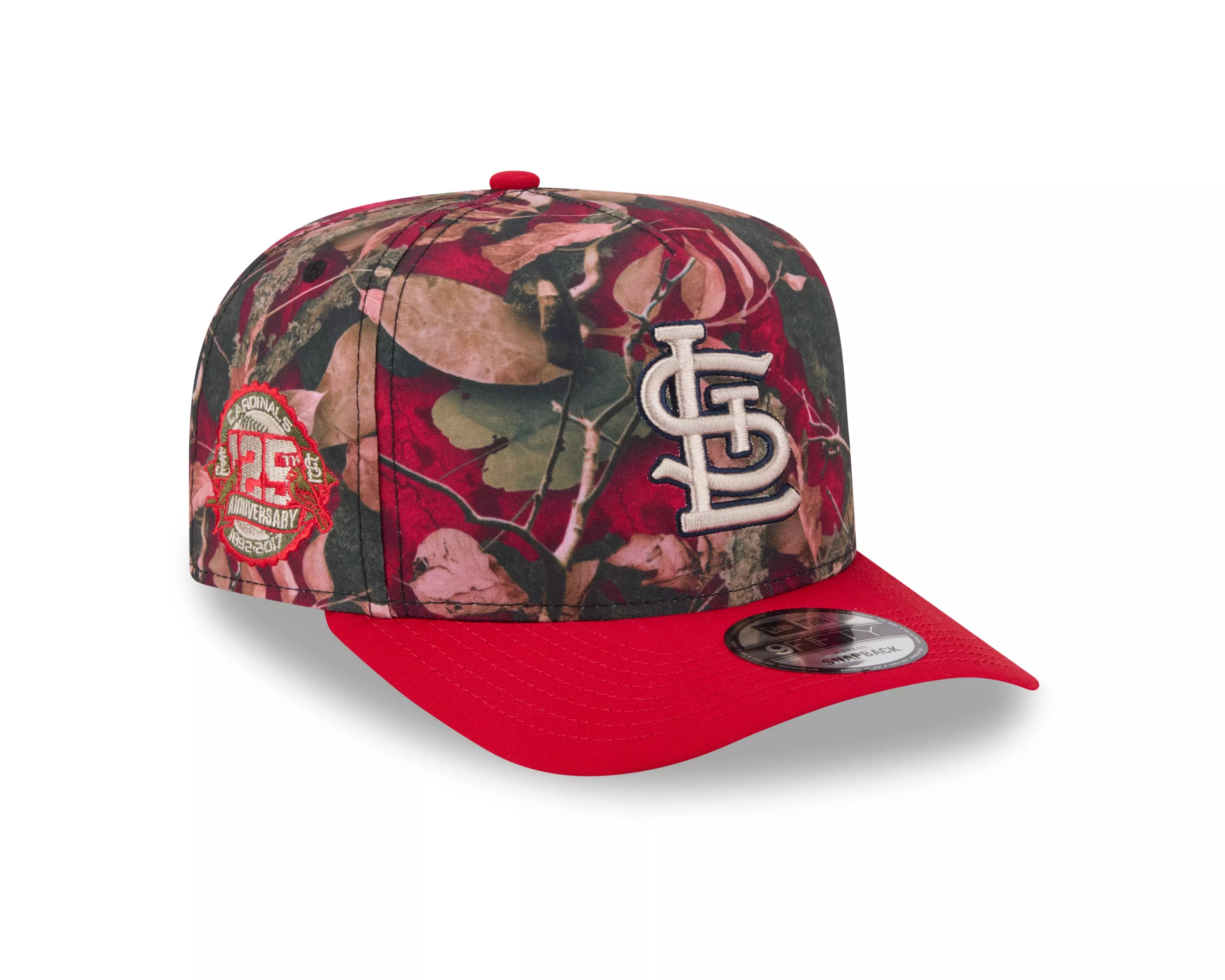 New Era St. Louis Cardinals 9FIFTY A-Frame Leaves Snapback Hat-Camo/Red - RED