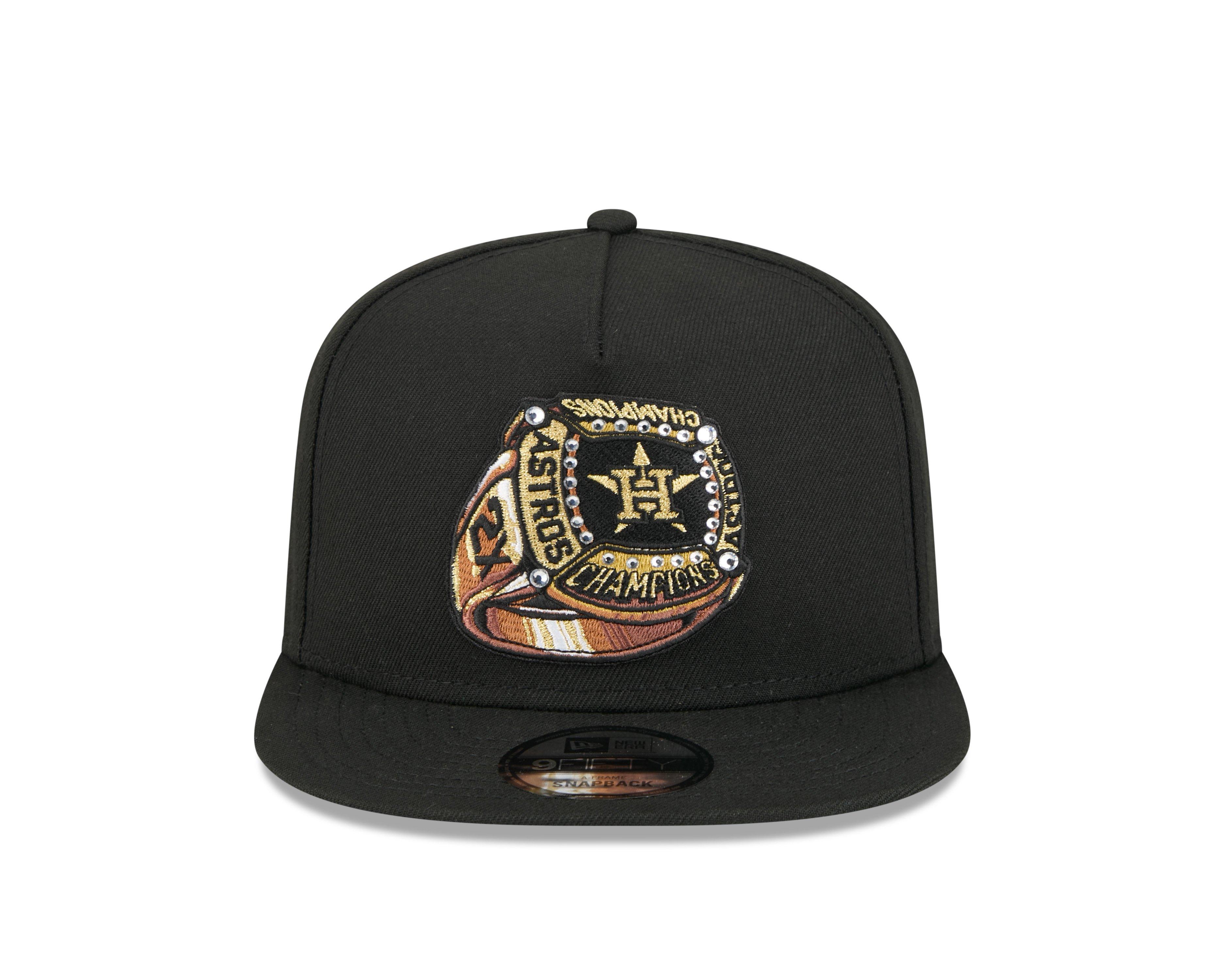 New Era Houston Astros 9FIFTY A-Frame Ring Snapback Hat-Black - BLACK Thumbnail View 5