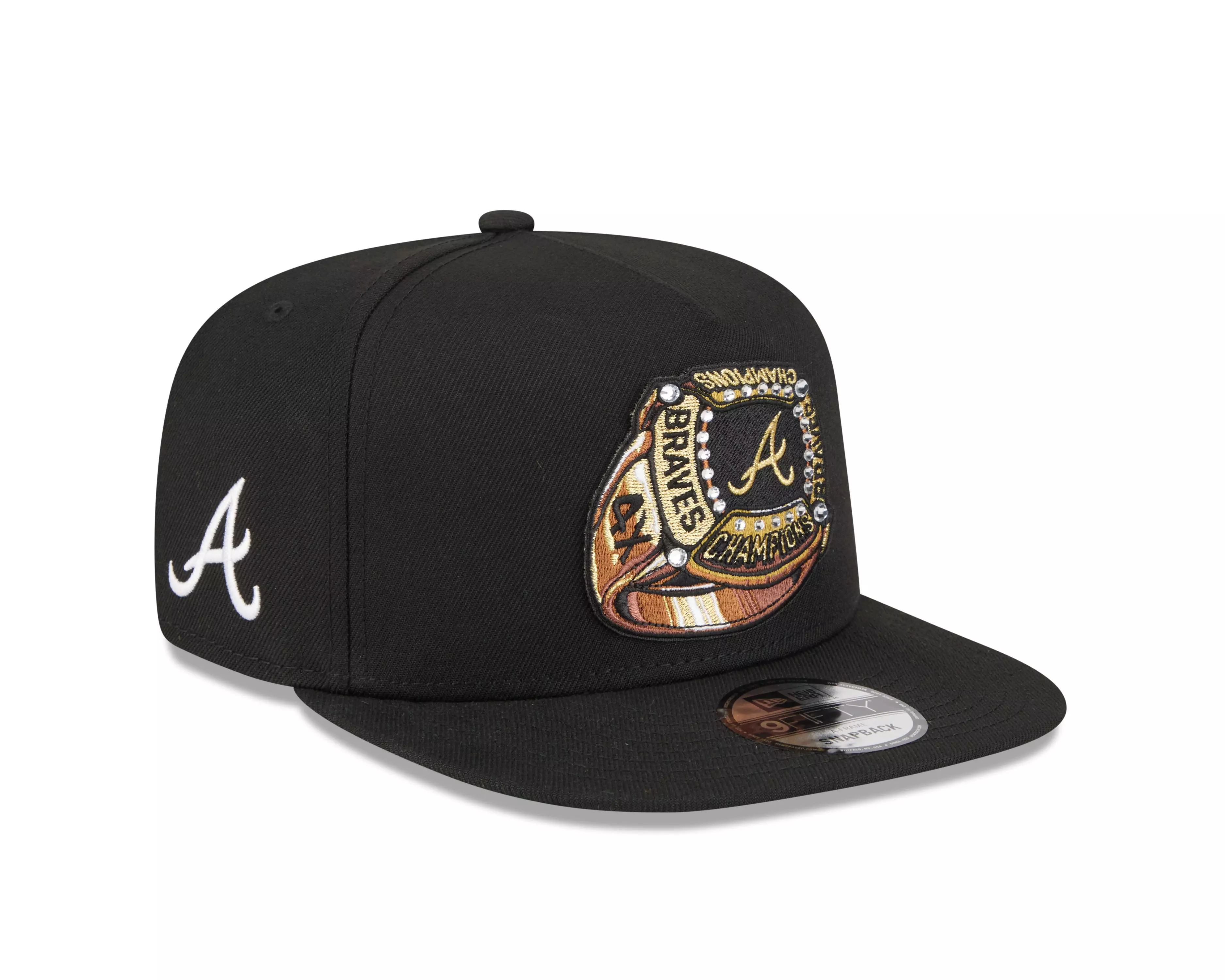 New Era Atlanta Braves 9FIFTY A-Frame Ring Snapback Hat - Black - BLACK