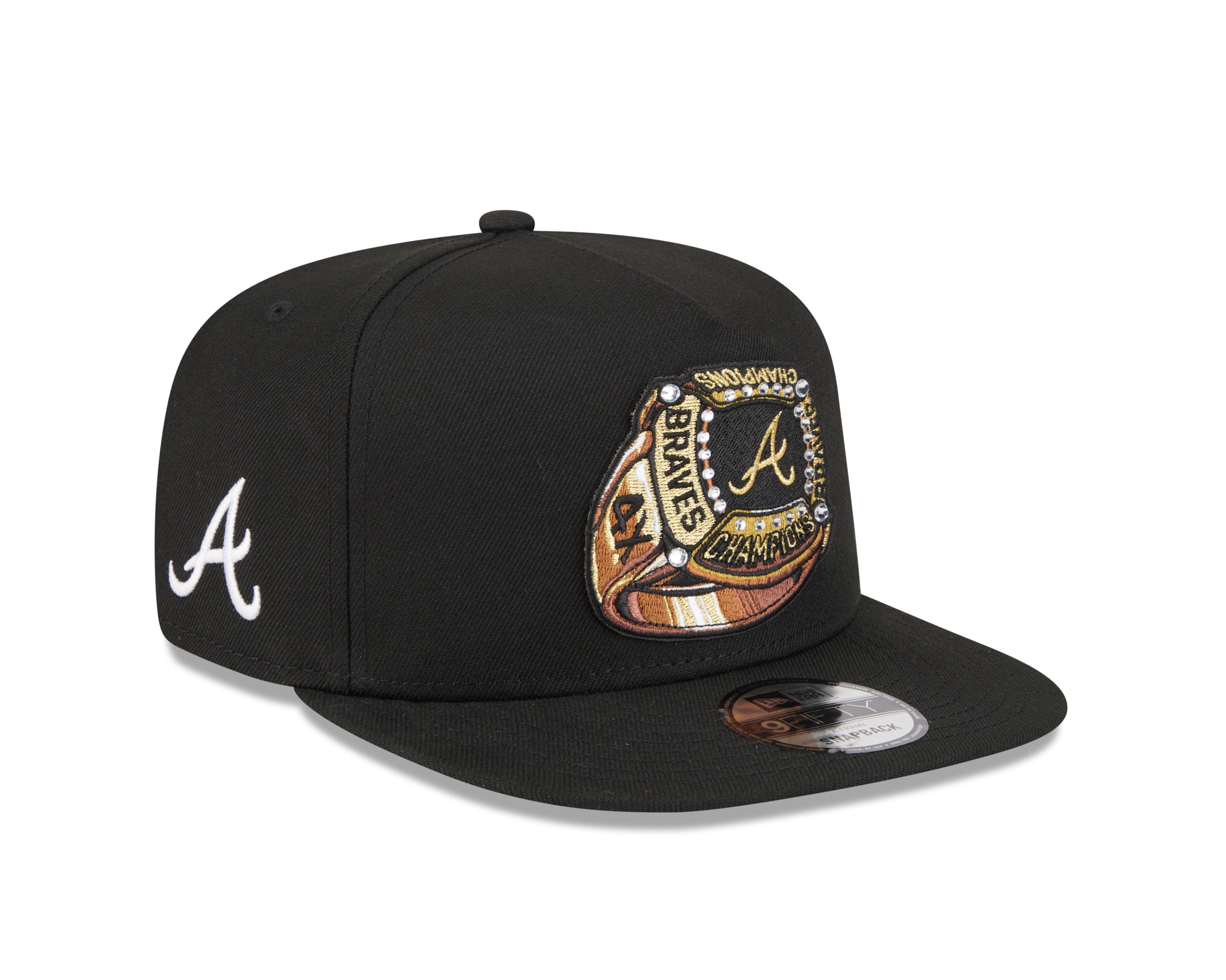New Era Atlanta Braves 9FIFTY A-Frame Ring Snapback Hat-Black - BLACK Thumbnail View 2