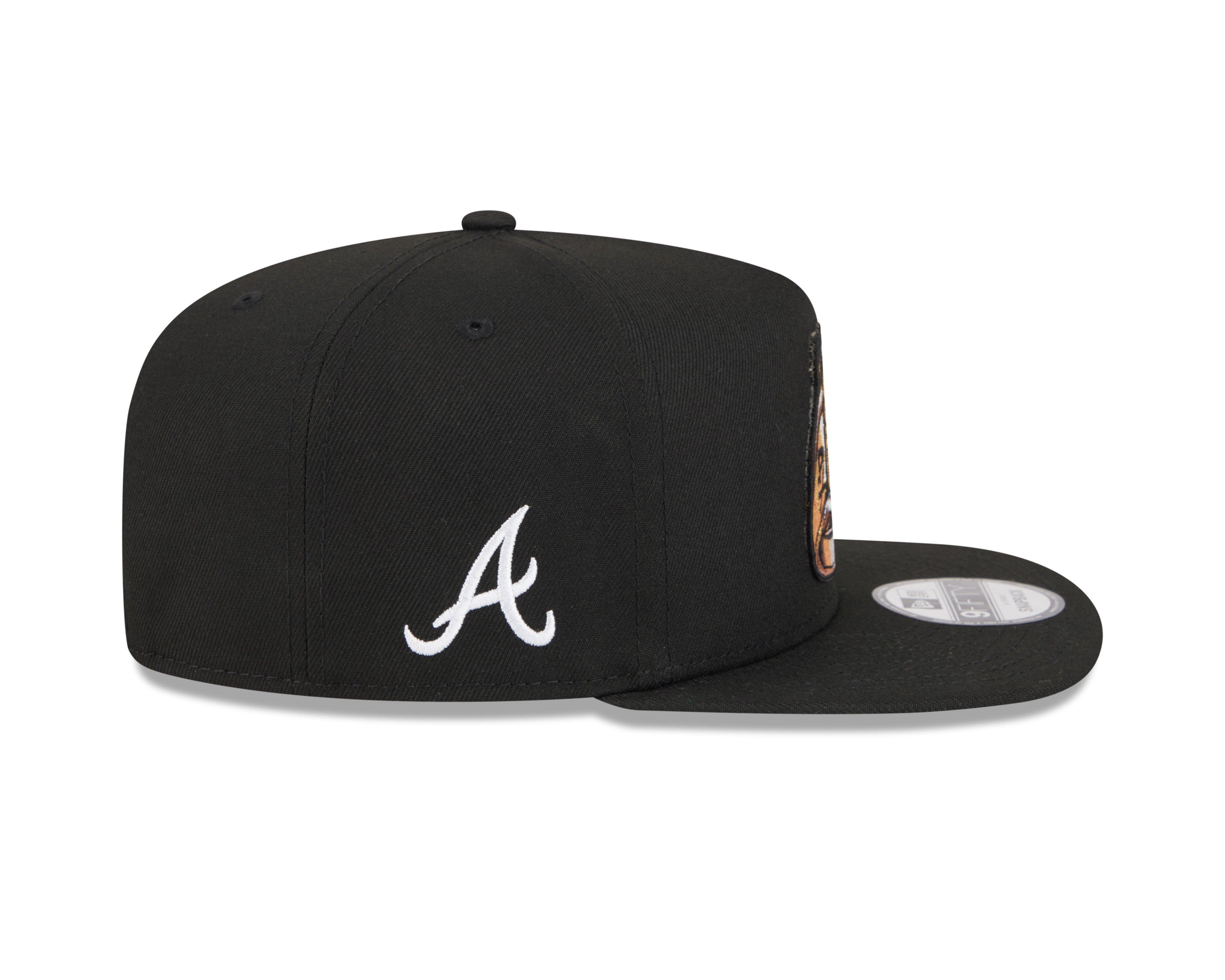 New Era Atlanta Braves 9FIFTY A-Frame Ring Snapback Hat - Black - BLACK Thumbnail View 6