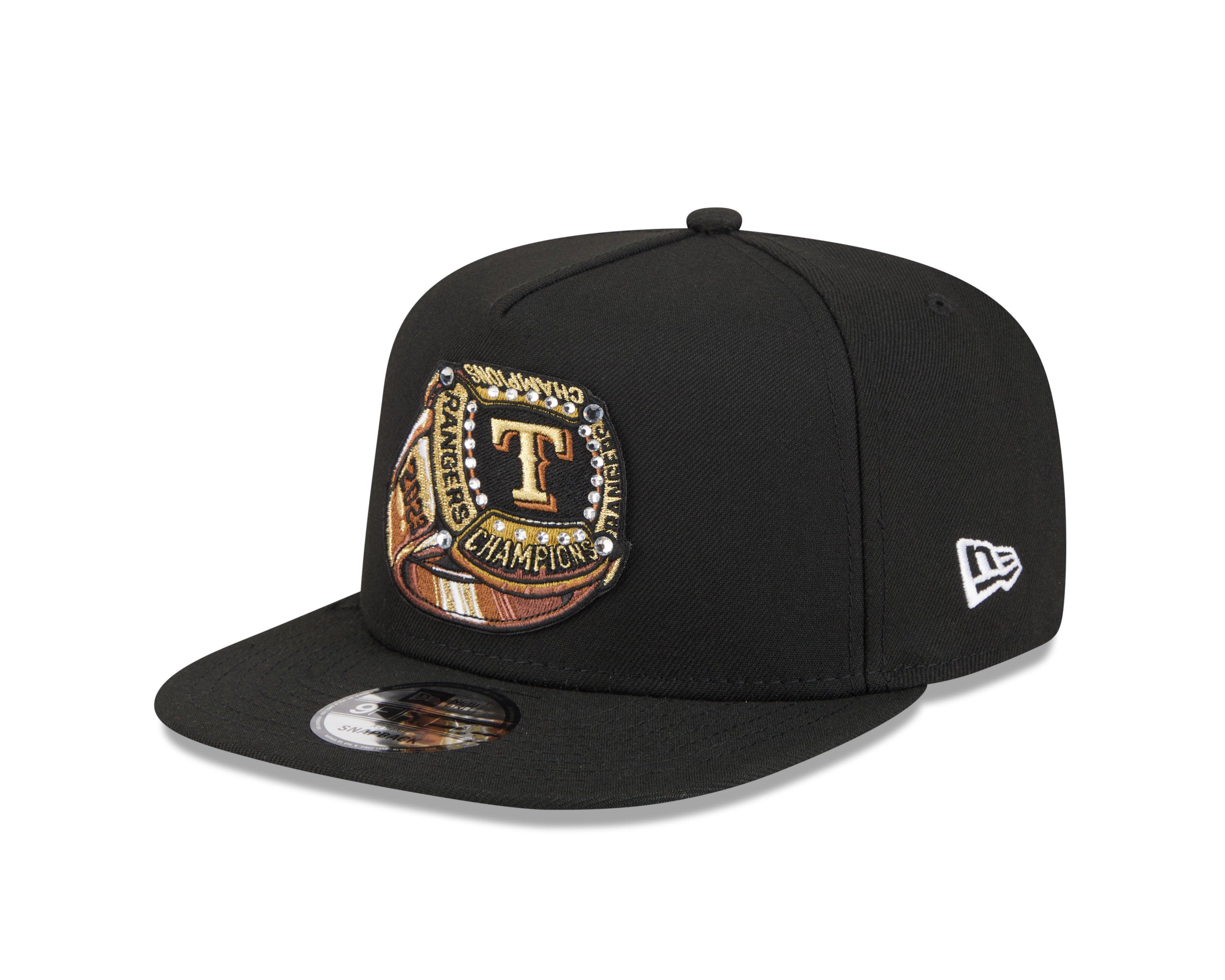 New Era Texas Rangers 9FIFTY A-Frame Ring Snapback Hat-Black