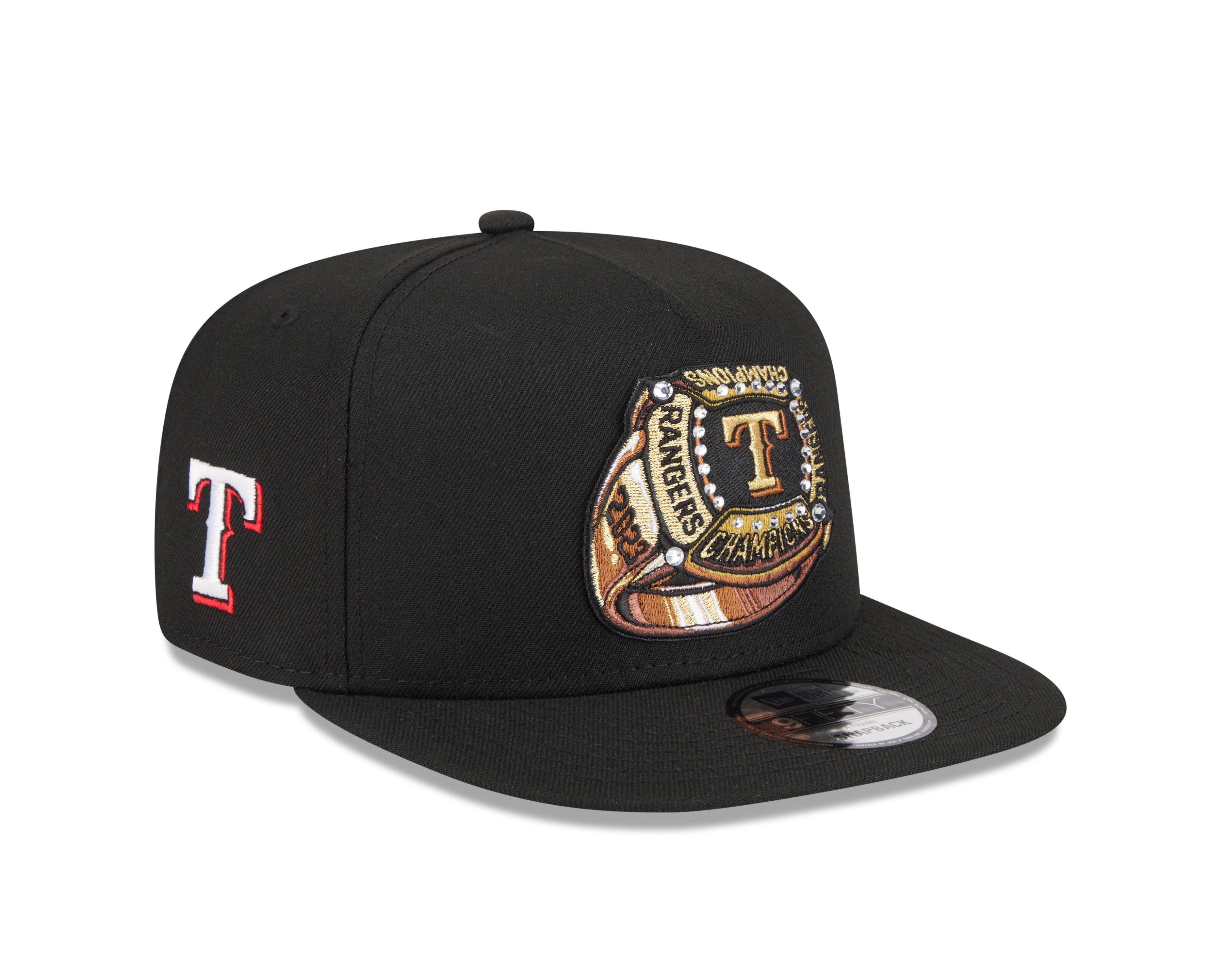 New Era Texas Rangers 9FIFTY A-Frame Ring Snapback Hat-Black - BLACK Thumbnail View 2