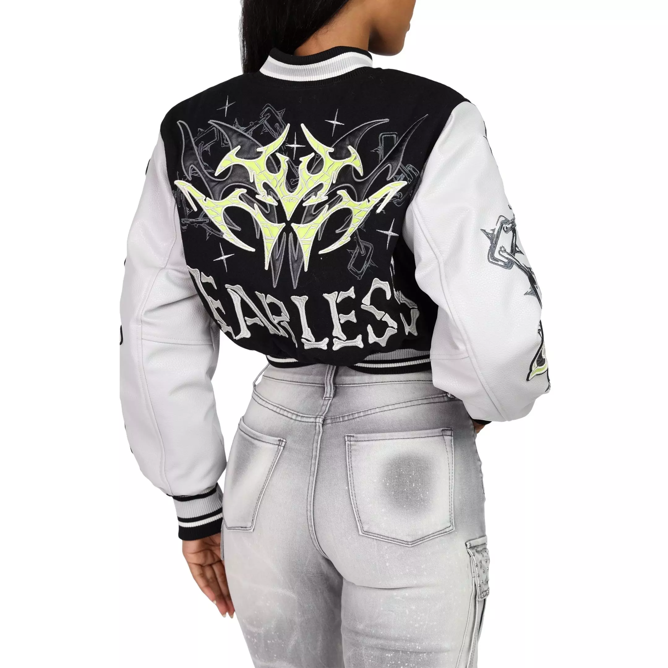 Smoke Rise Women's Varsity Jacket - Lime - LIME