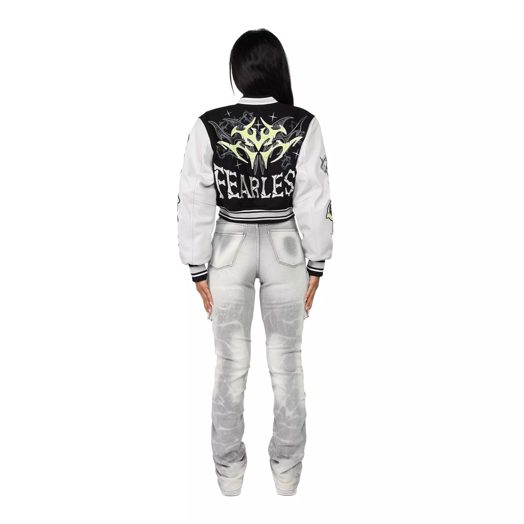 Smoke Rise Women's Varsity Jacket - Lime - LIME