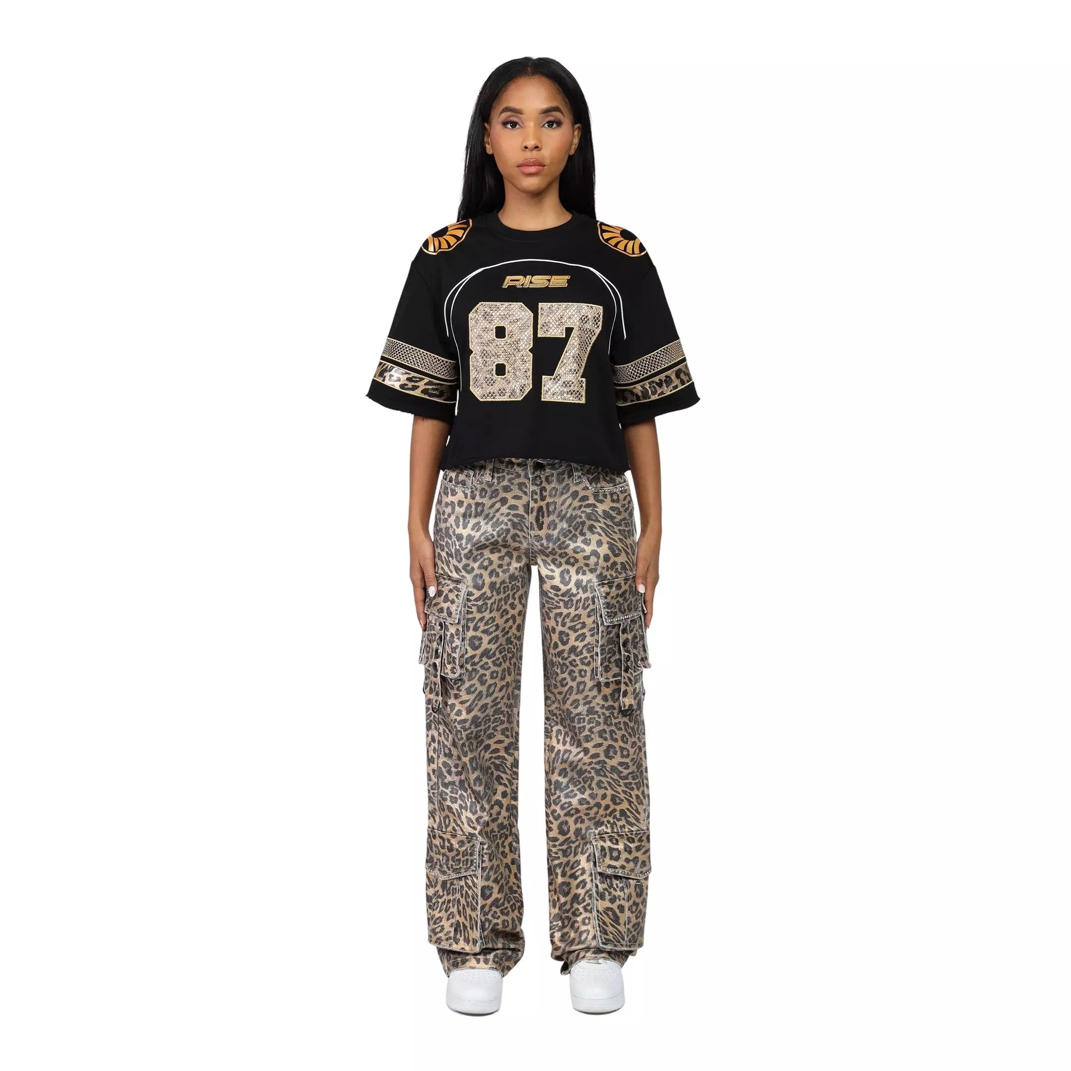 Smoke Rise Women's "Cheetah Print" Boxy Fit Jersey - MULTI-COLOR