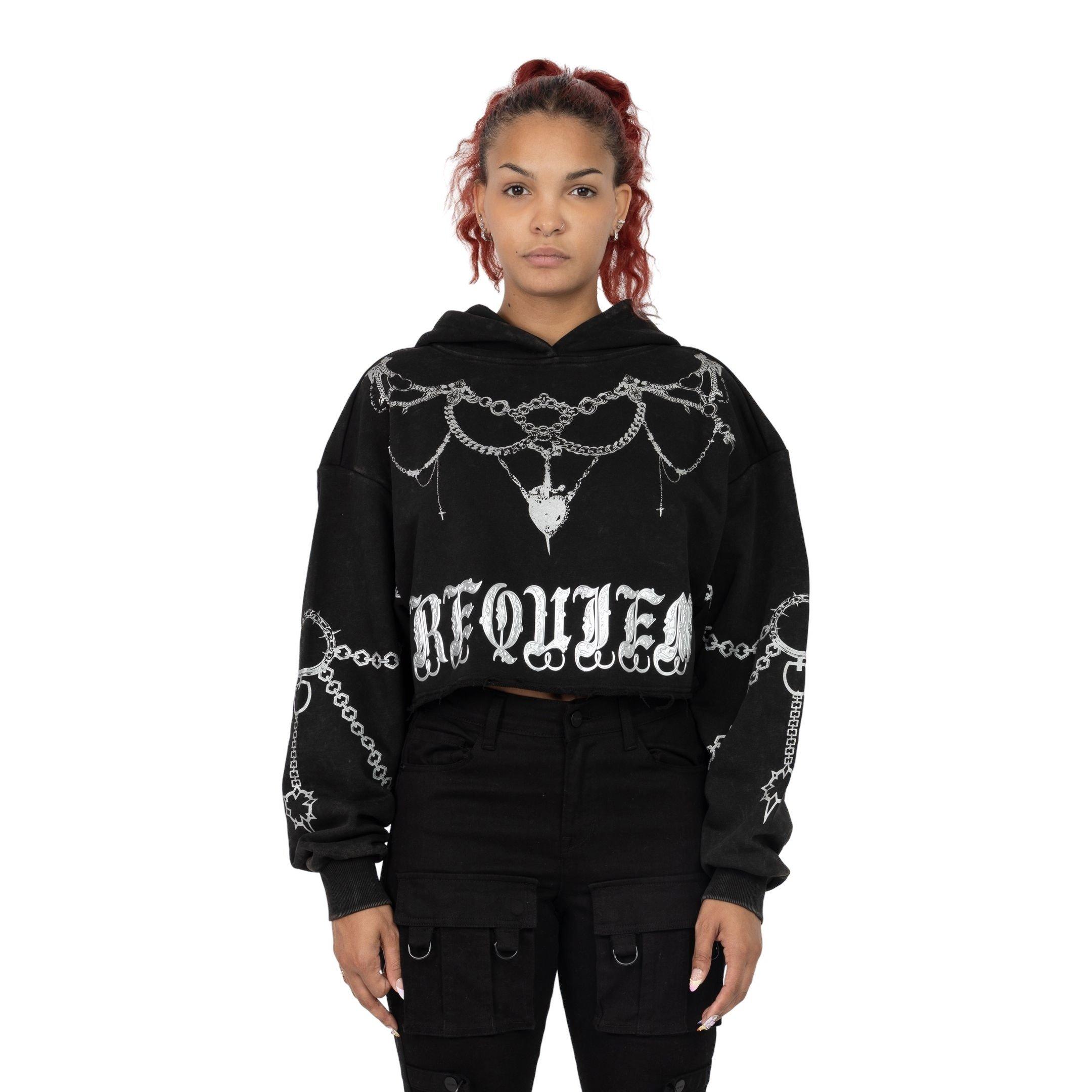 Smoke Rise Women's Metallic Chain Hoodie - BLACK/SILVER Thumbnail View 1