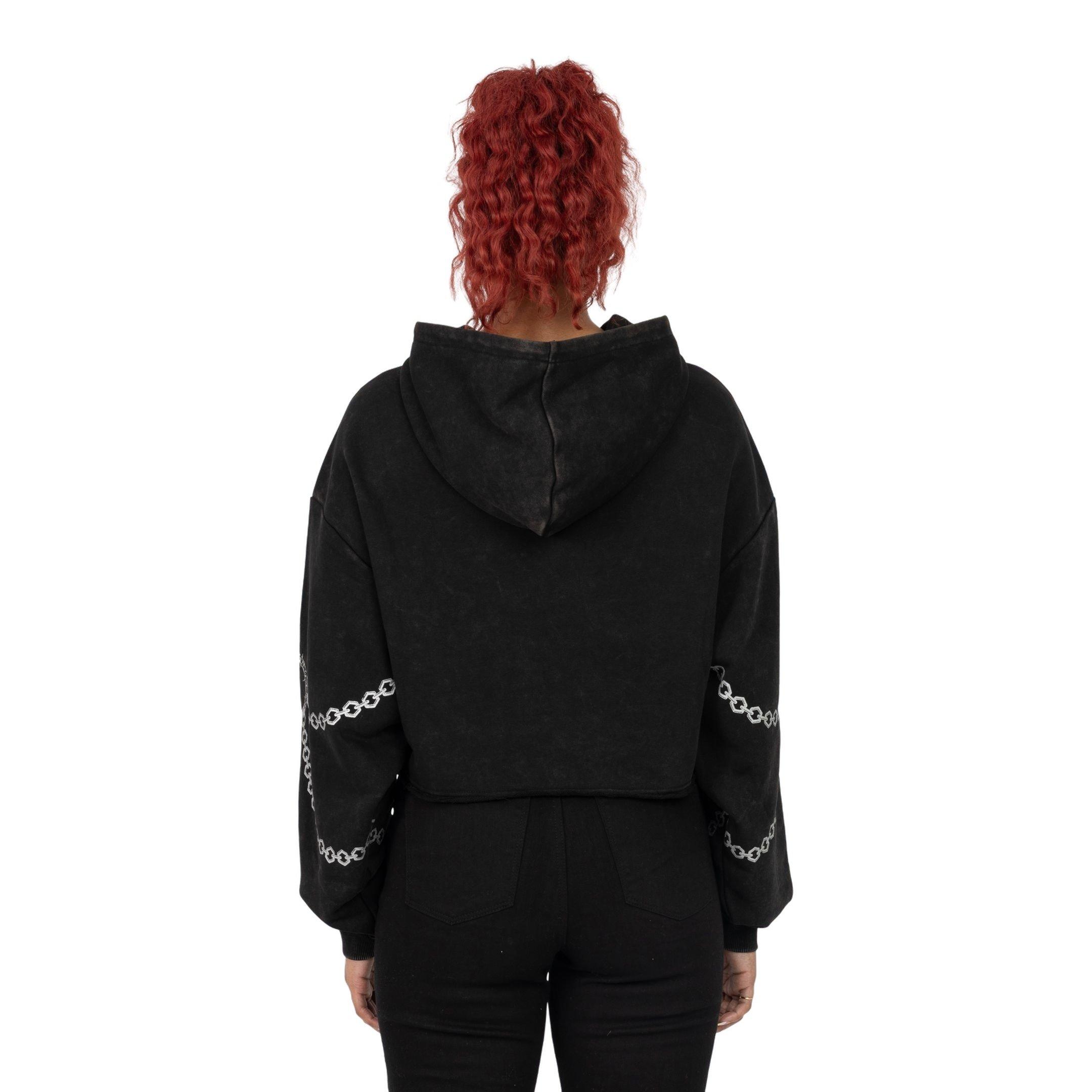 Smoke Rise Women's Metallic Chain Hoodie - BLACK/SILVER Thumbnail View 2