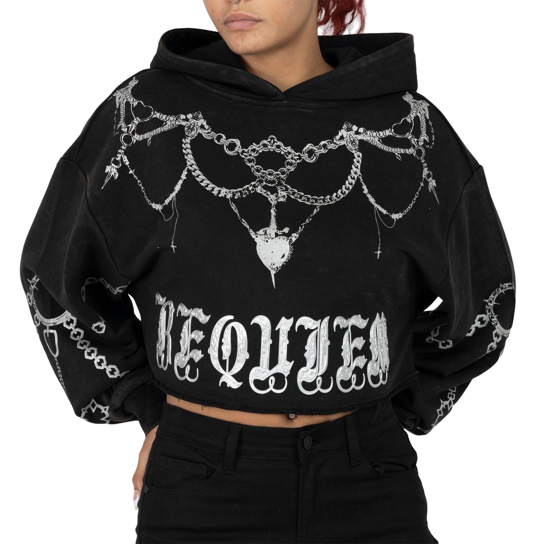 Smoke Rise Women's Metallic Chain Hoodie - BLACK/SILVER Thumbnail View 6