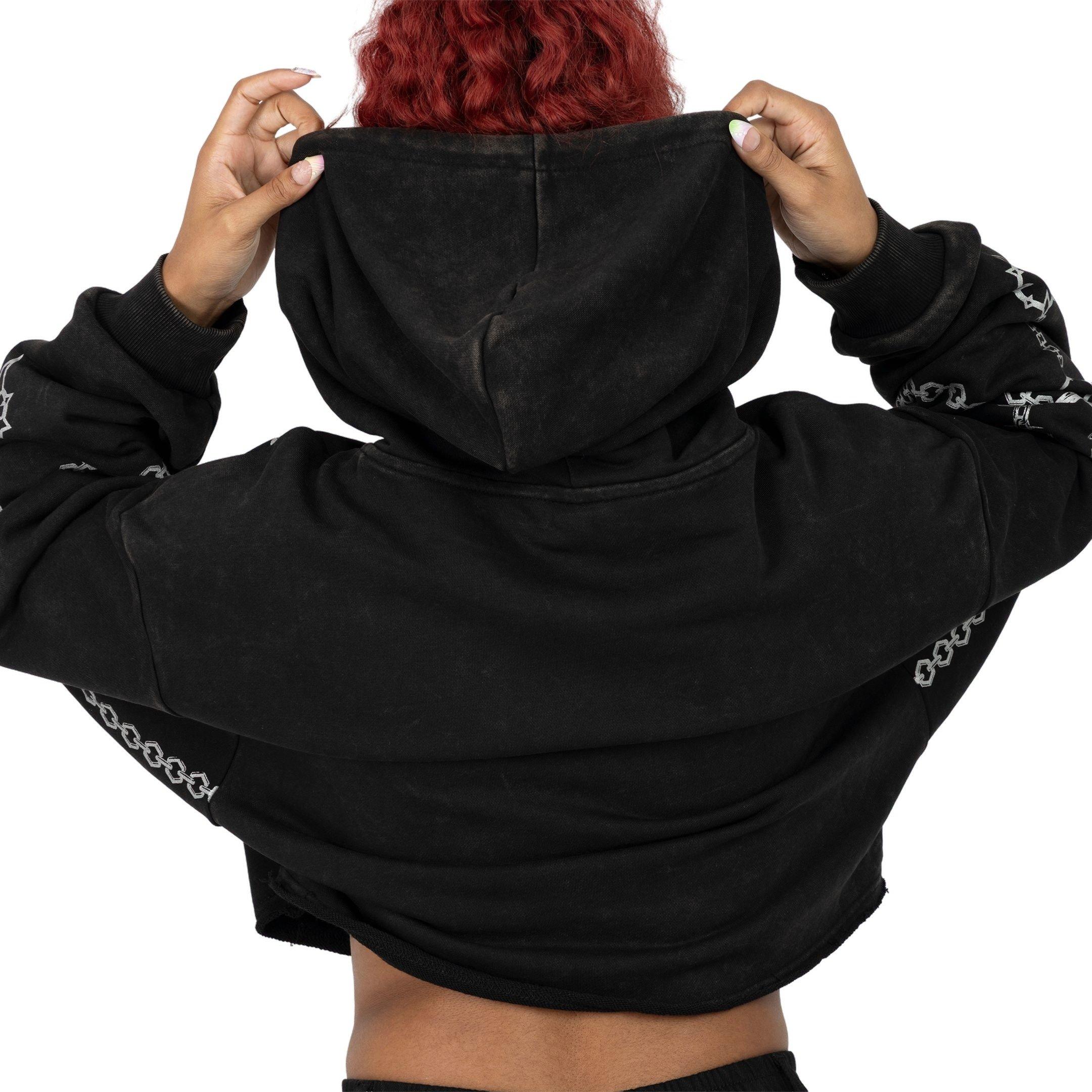 Smoke Rise Women's Metallic Chain Hoodie - BLACK/SILVER Thumbnail View 7