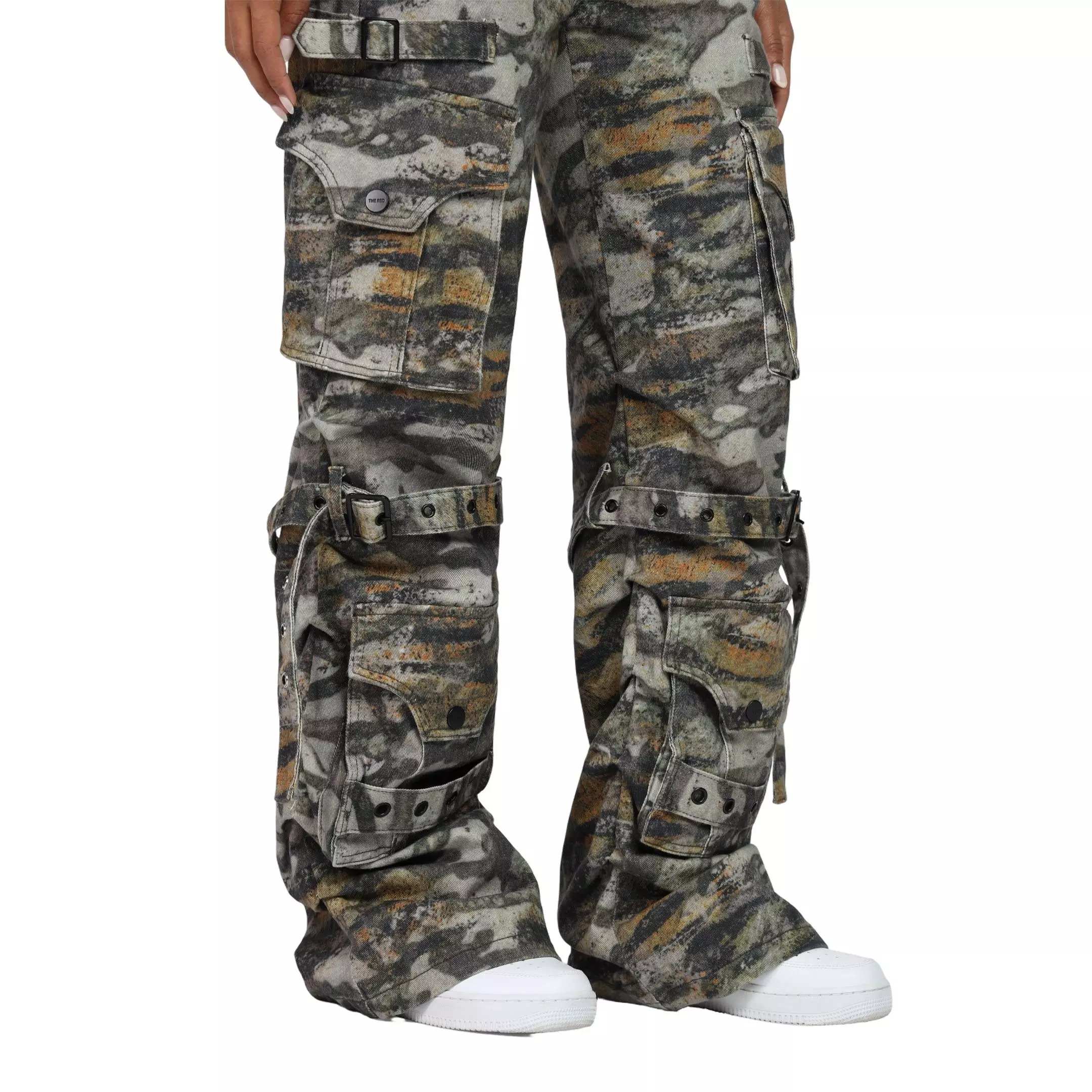 Smoke Rise Women's Tiger Camo Cargo Wide Leg Pants - MULTI-COLOR