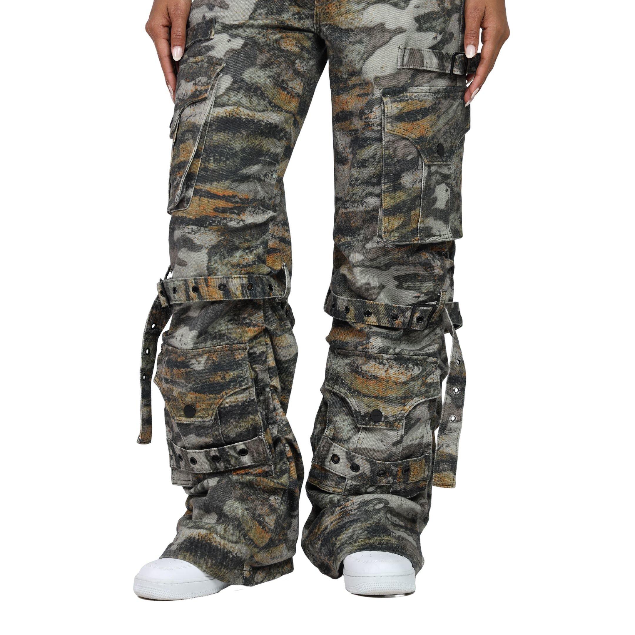 Smoke Rise Women's Tiger Camo Cargo Wide Leg Pants - MULTI-COLOR Thumbnail View 7