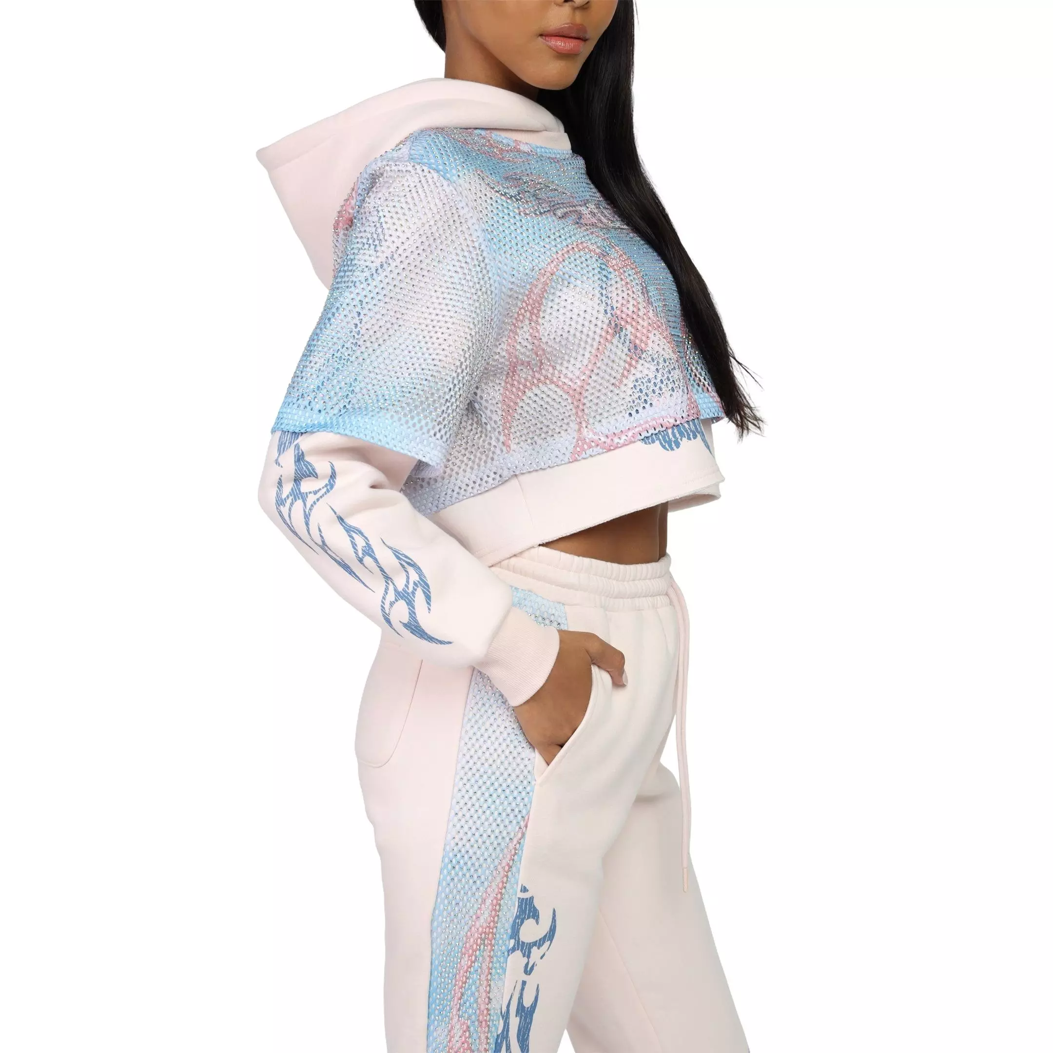 Smoke Rise Women's Twofer Fleece Hoodie - Iridescent - PINK