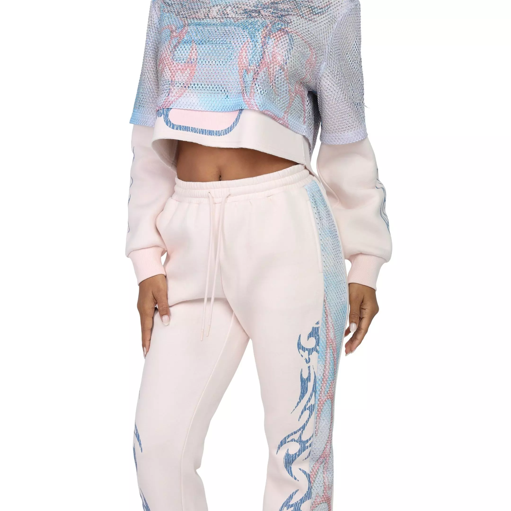 Smoke Rise Women's Fleece Stacked Denim Pants - Pink - PINK