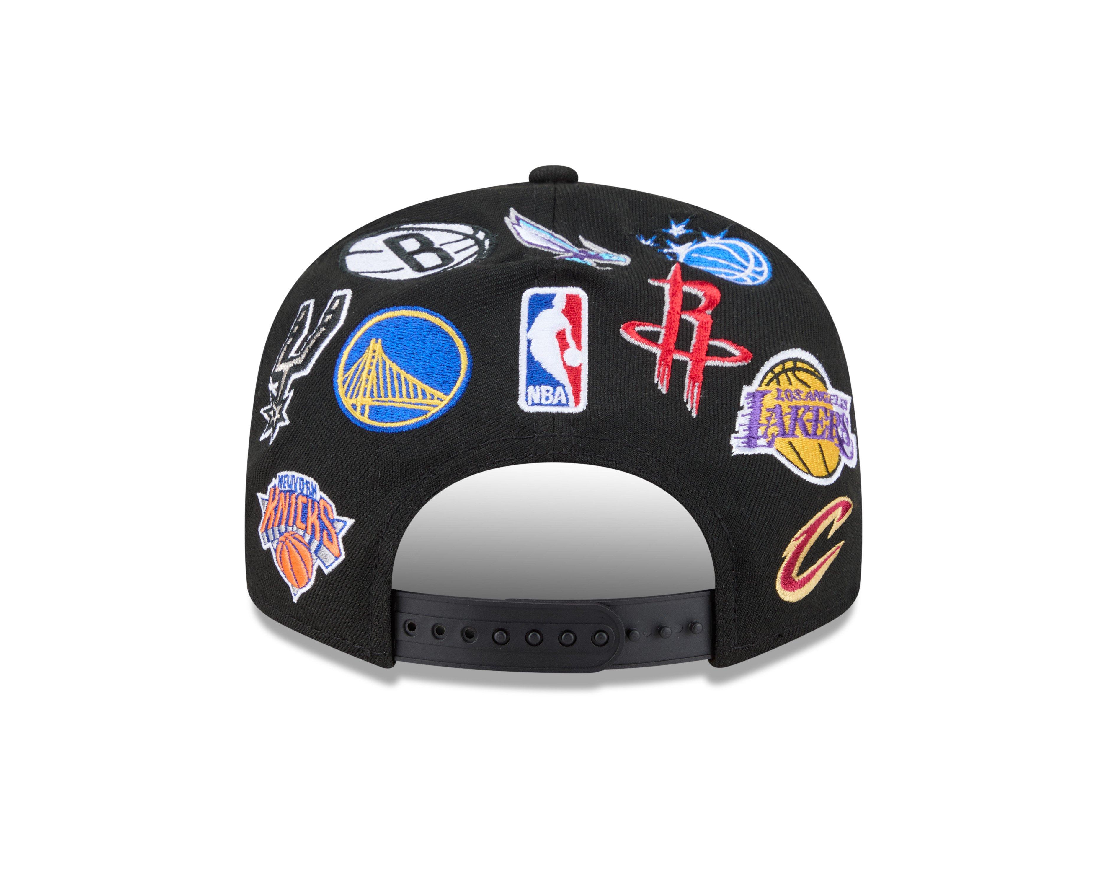 New Era NBA 9FIFTY All Over Print Snapback Hat-Black - BLACK Thumbnail View 4
