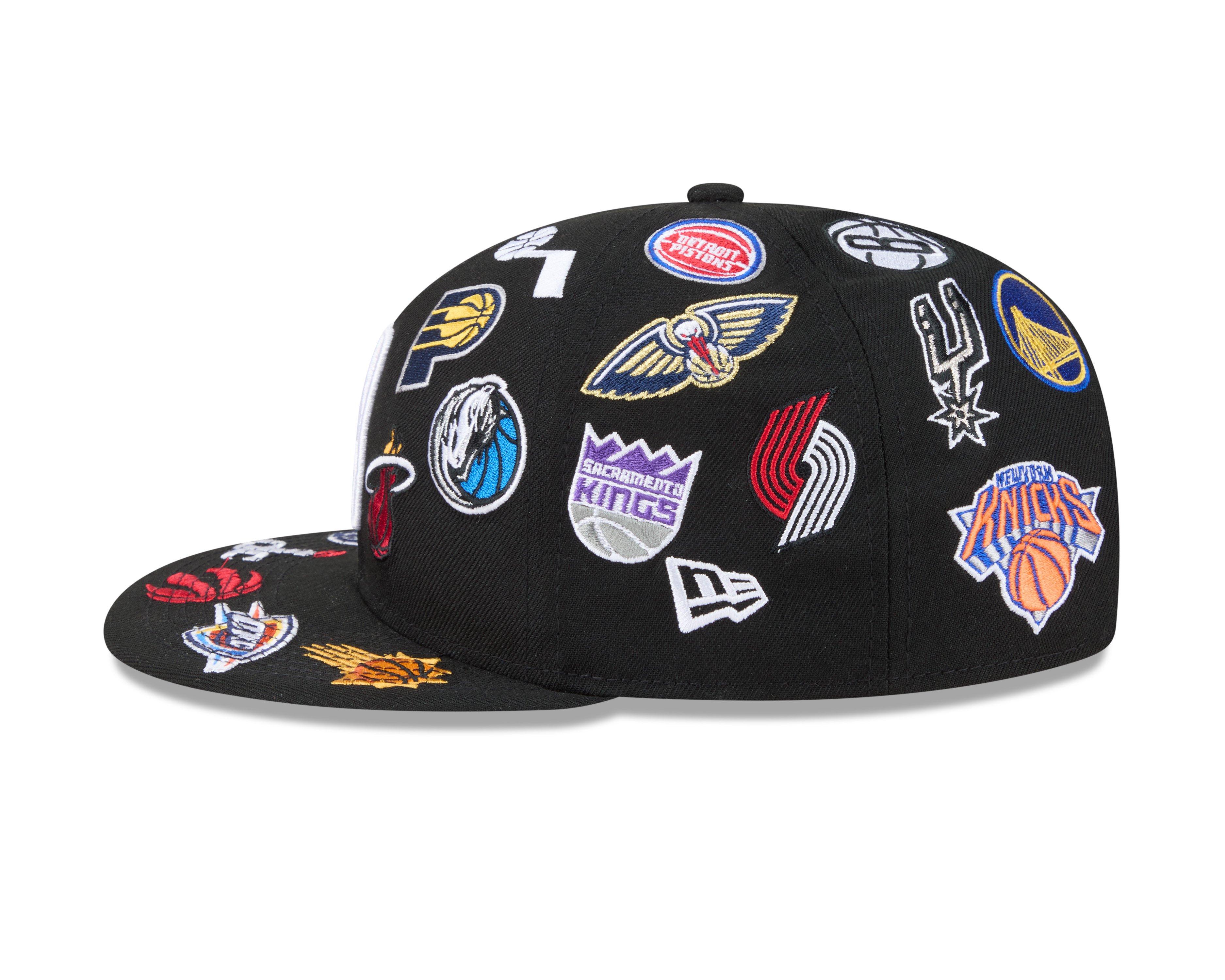 New Era NBA 9FIFTY All Over Print Snapback Hat-Black - BLACK Thumbnail View 5