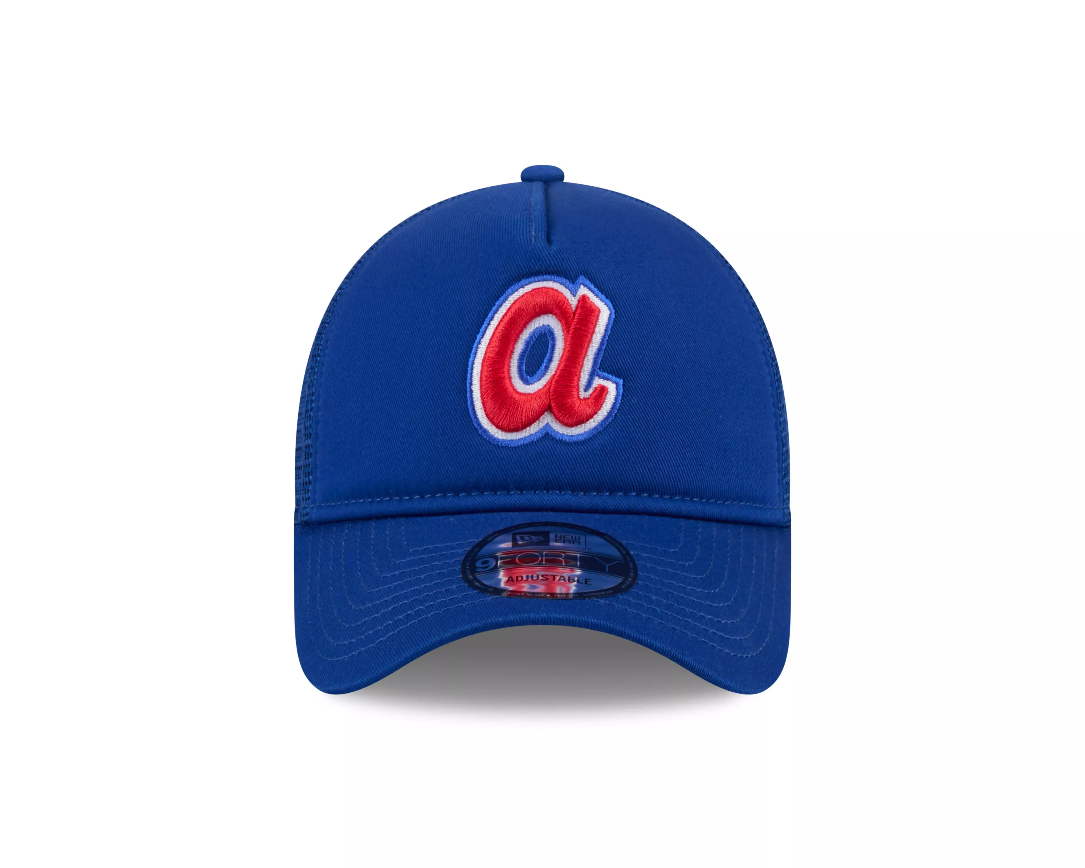 New Era Atlanta Braves 9FORTY A-Frame Cooperstown Trucker Snapback Hat-Royal - ROYAL