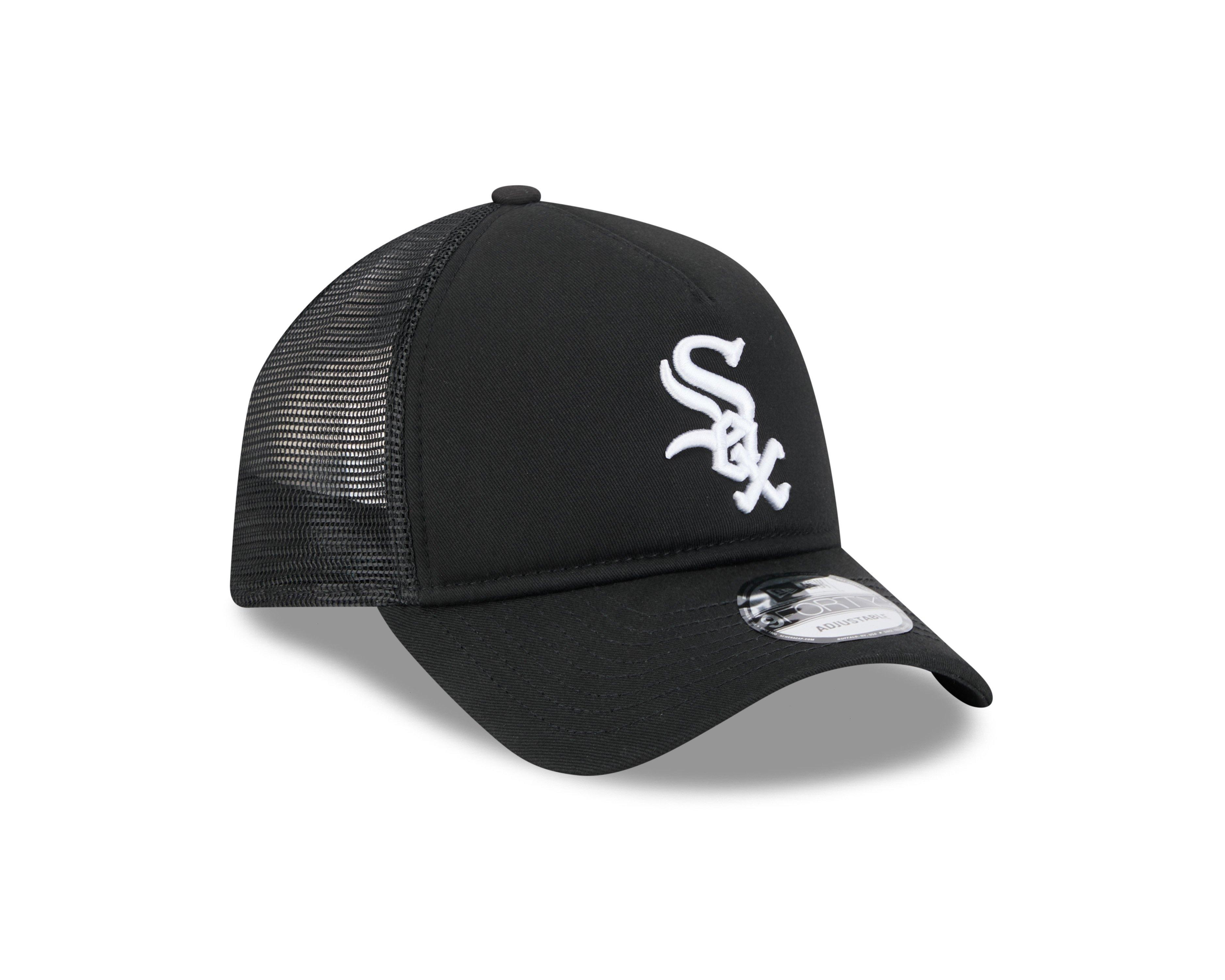 New Era Chicago White Sox 9FORTY A-Frame Trucker Snapback Hat - Black - BLACK Thumbnail View 2