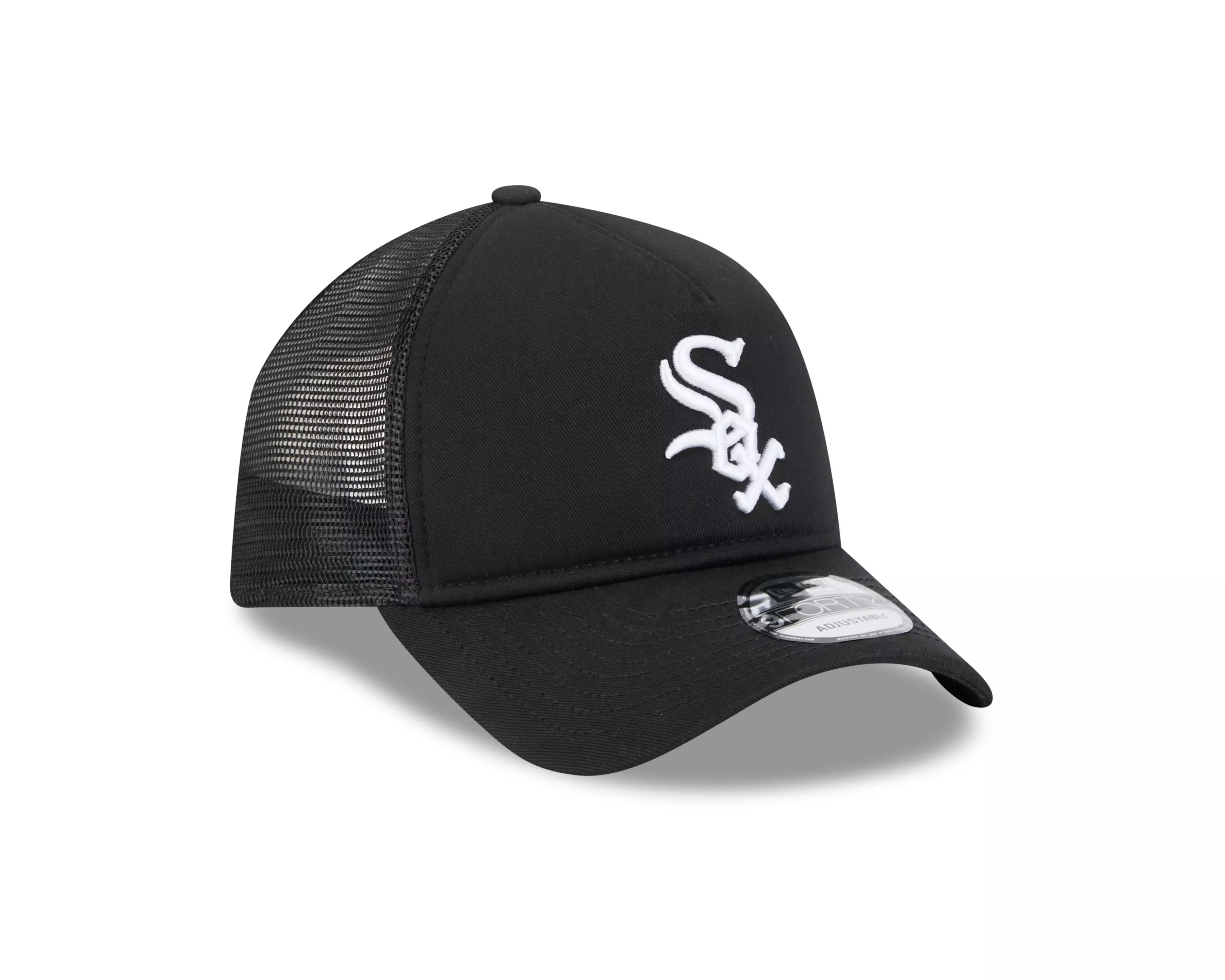 New Era Chicago White Sox 9FORTY A-Frame Trucker Snapback Hat - Black - BLACK