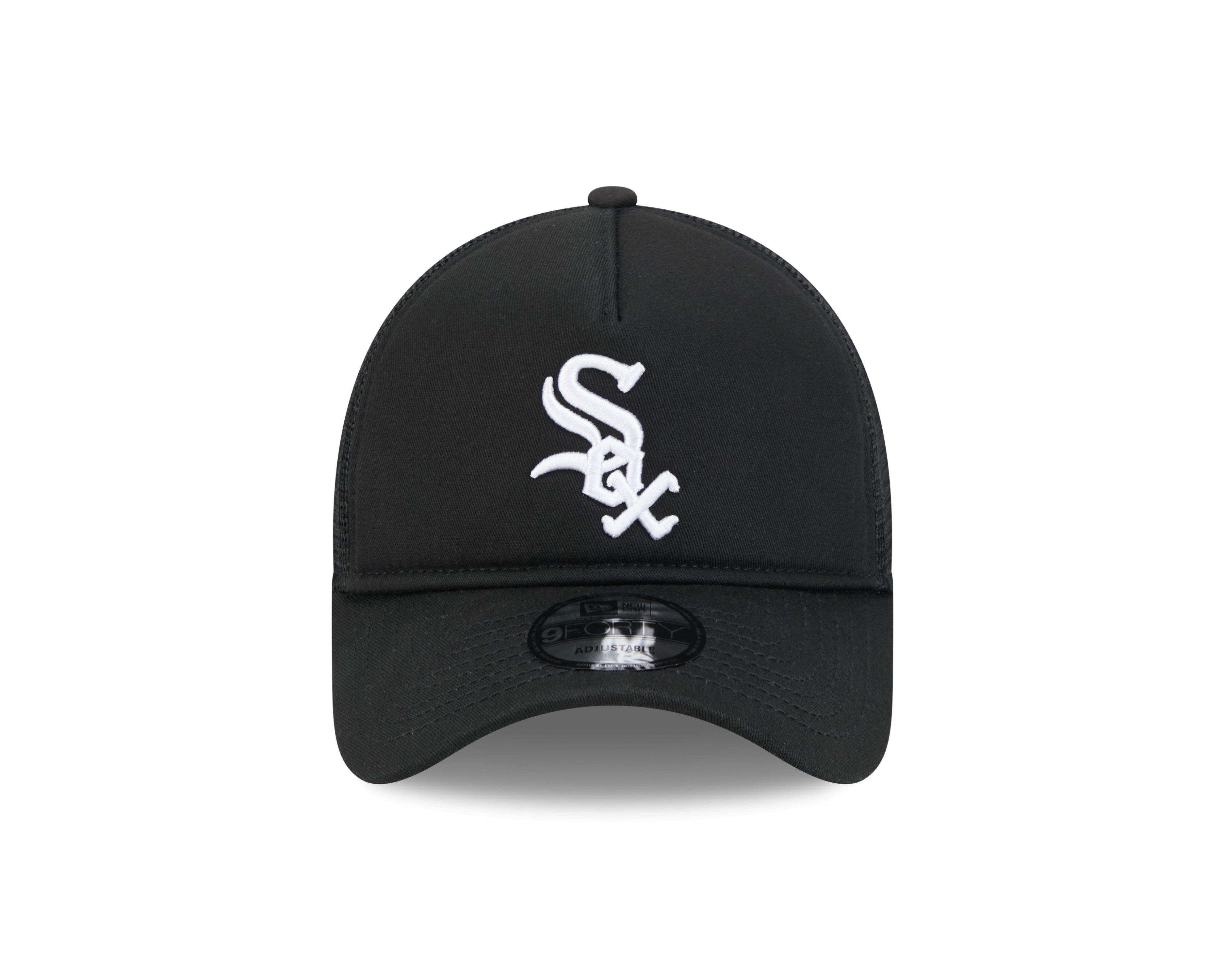 New Era Chicago White Sox 9FORTY A-Frame Trucker Snapback Hat - Black - BLACK Thumbnail View 3