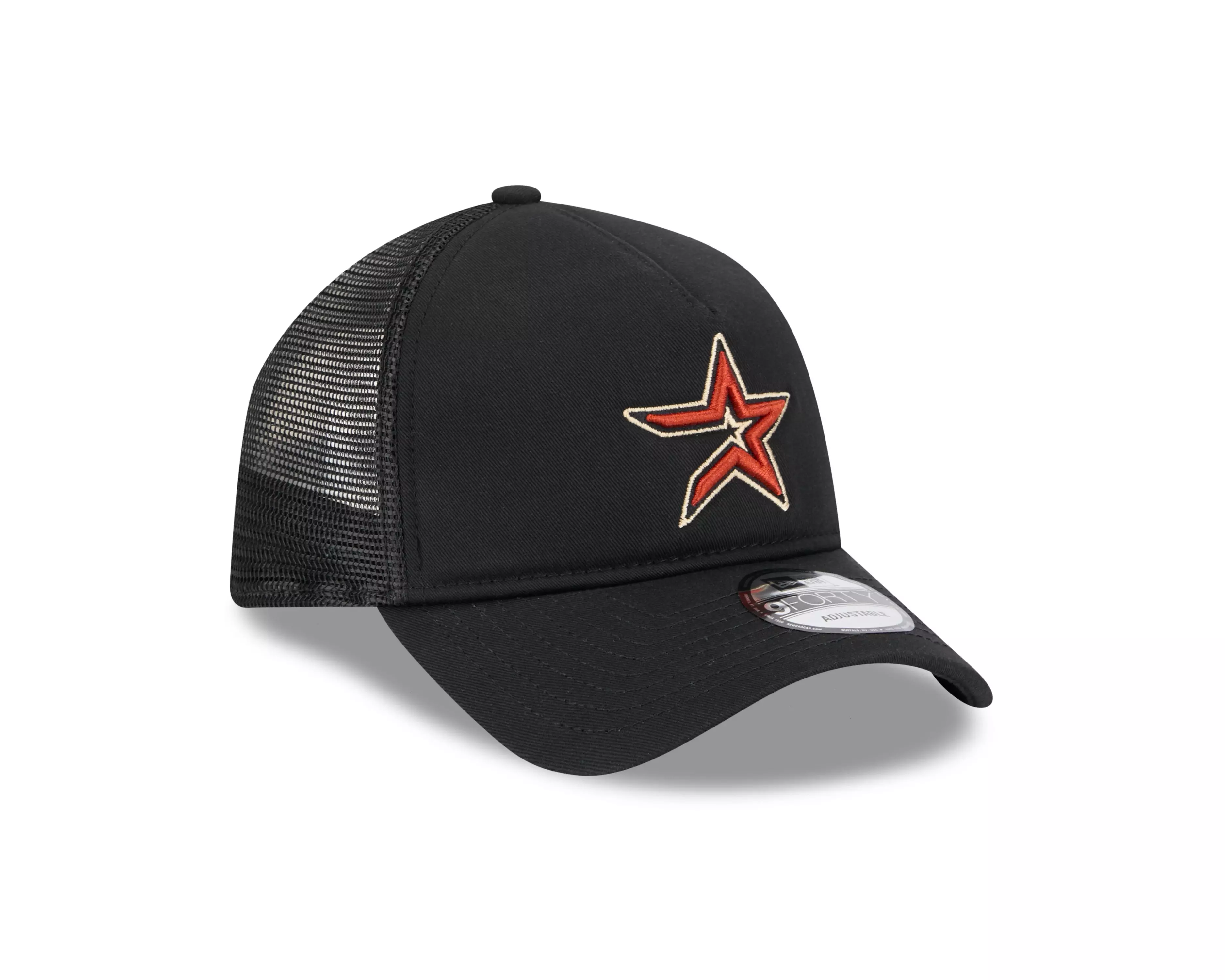 New Era Houston Astros 9FORTY A-Frame Cooperstown Trucker Snapback Hat-Black - BLACK