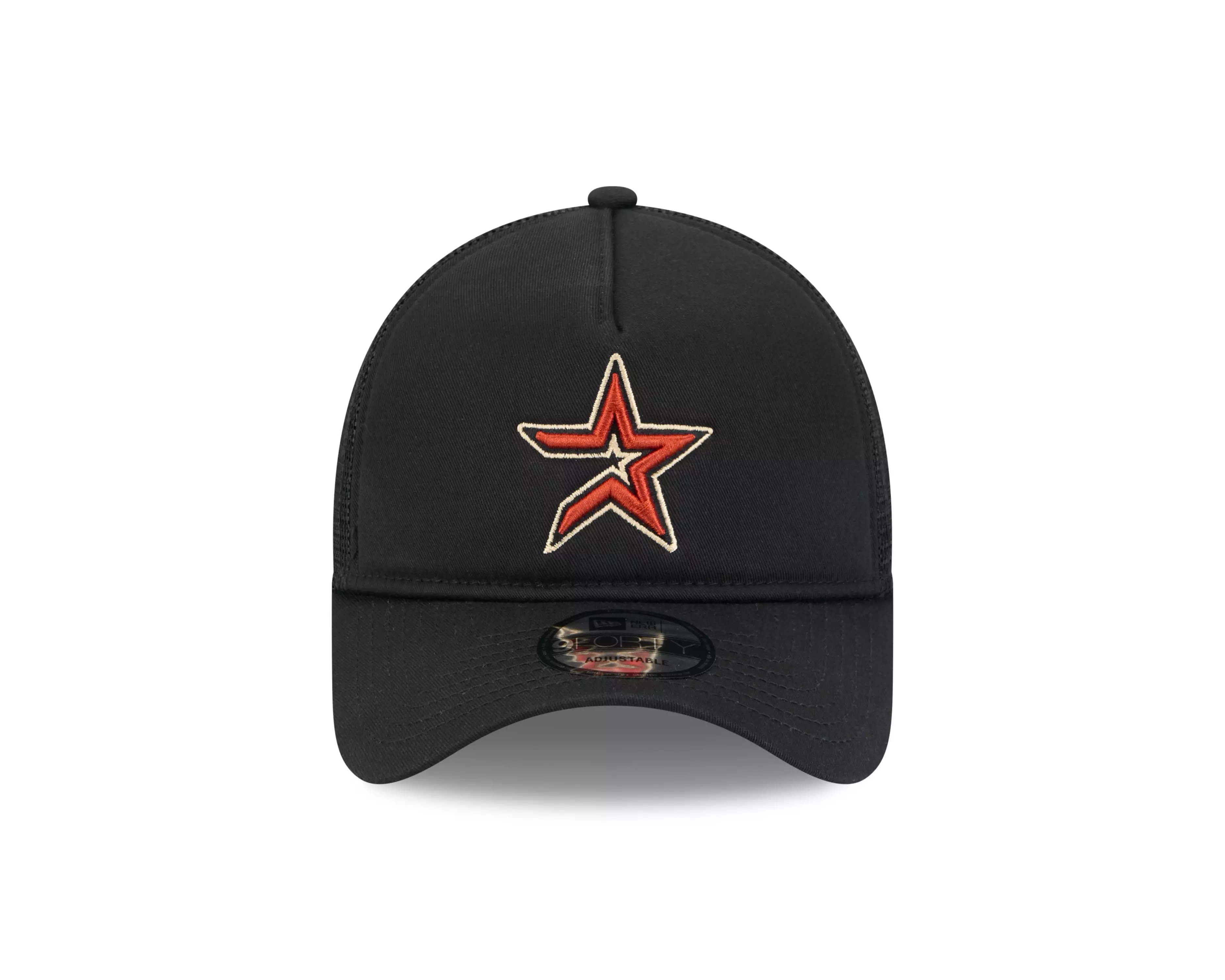 New Era Houston Astros 9FORTY A-Frame Cooperstown Trucker Snapback Hat-Black - BLACK