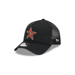 New Era Houston Astros 9FORTY A-Frame Cooperstown Trucker Snapback Hat-Black