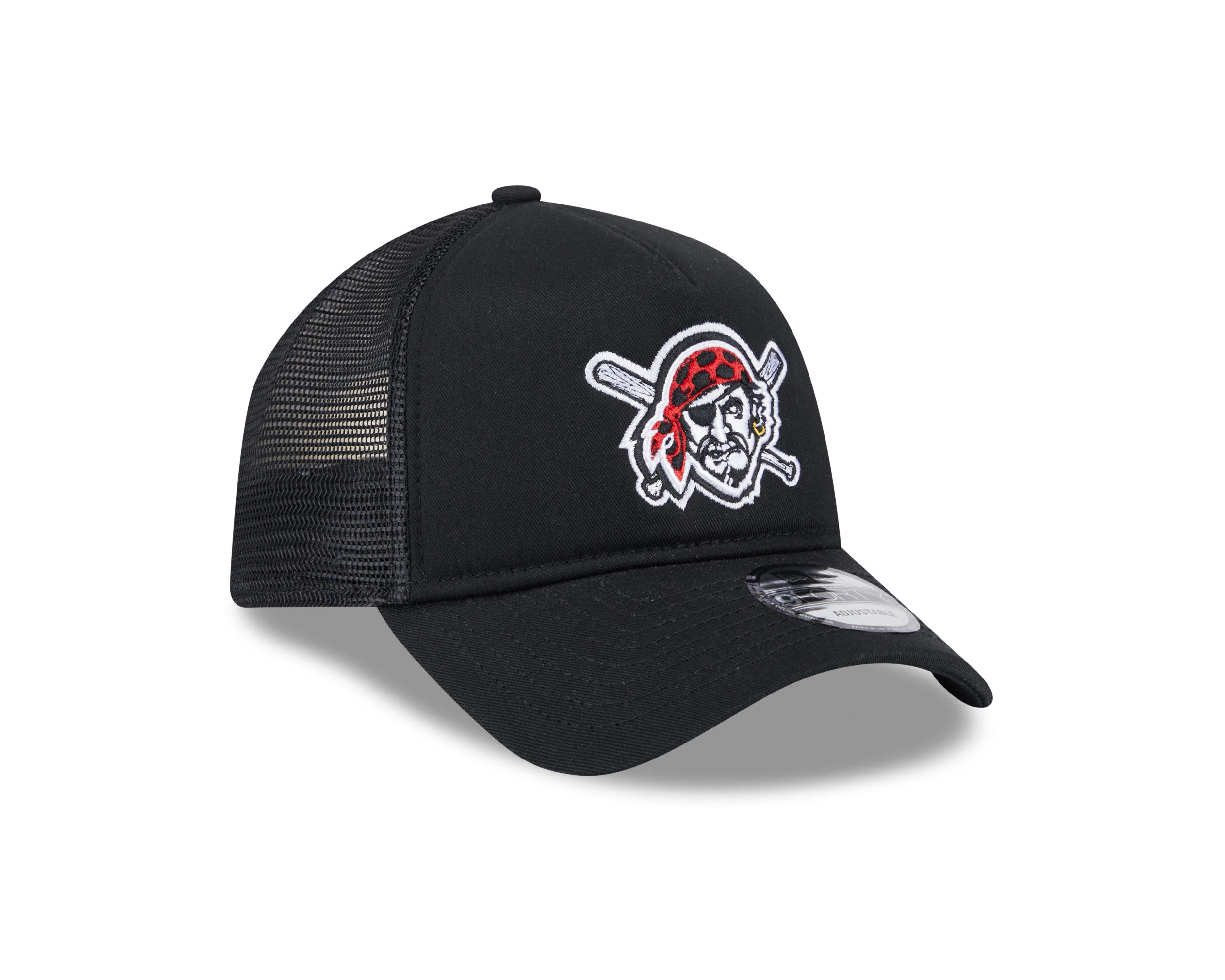 New Era Pittsburgh Pirates 9FORTY A-Frame Trucker Snapback Hat-Black - BLACK Thumbnail View 2