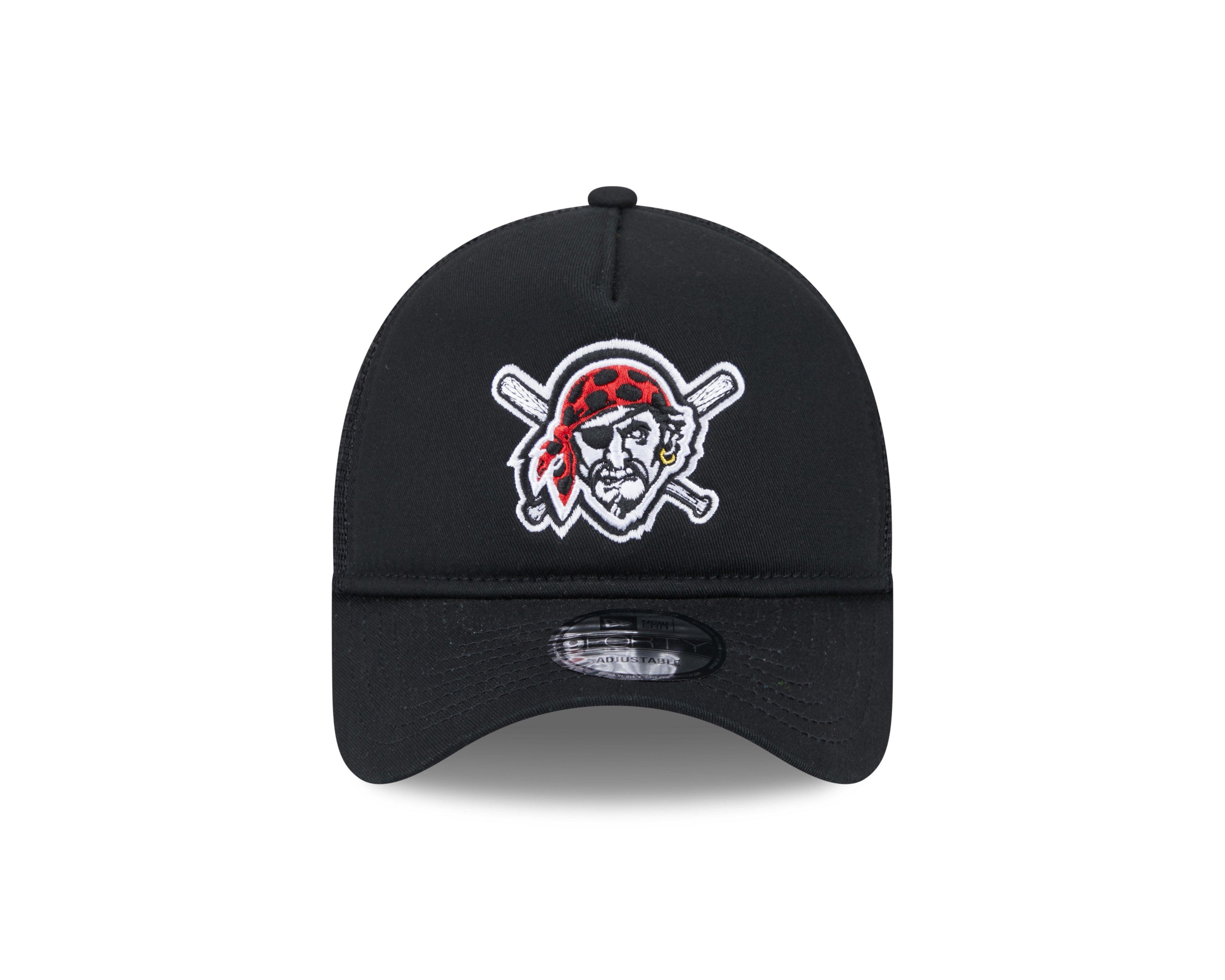 New Era Pittsburgh Pirates 9FORTY A-Frame Trucker Snapback Hat-Black - BLACK Thumbnail View 3