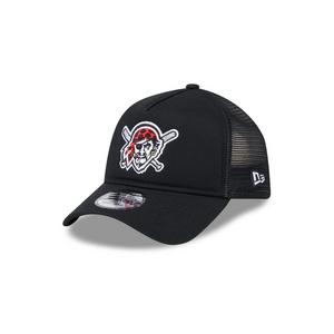 New Era Pittsburgh Pirates 9FORTY A-Frame Trucker Snapback Hat-Black