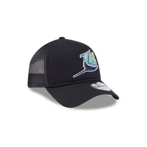 New Era Tampa Bay Rays 9FORTY A-Frame Cooperstown Trucker Snapback Hat-Black
