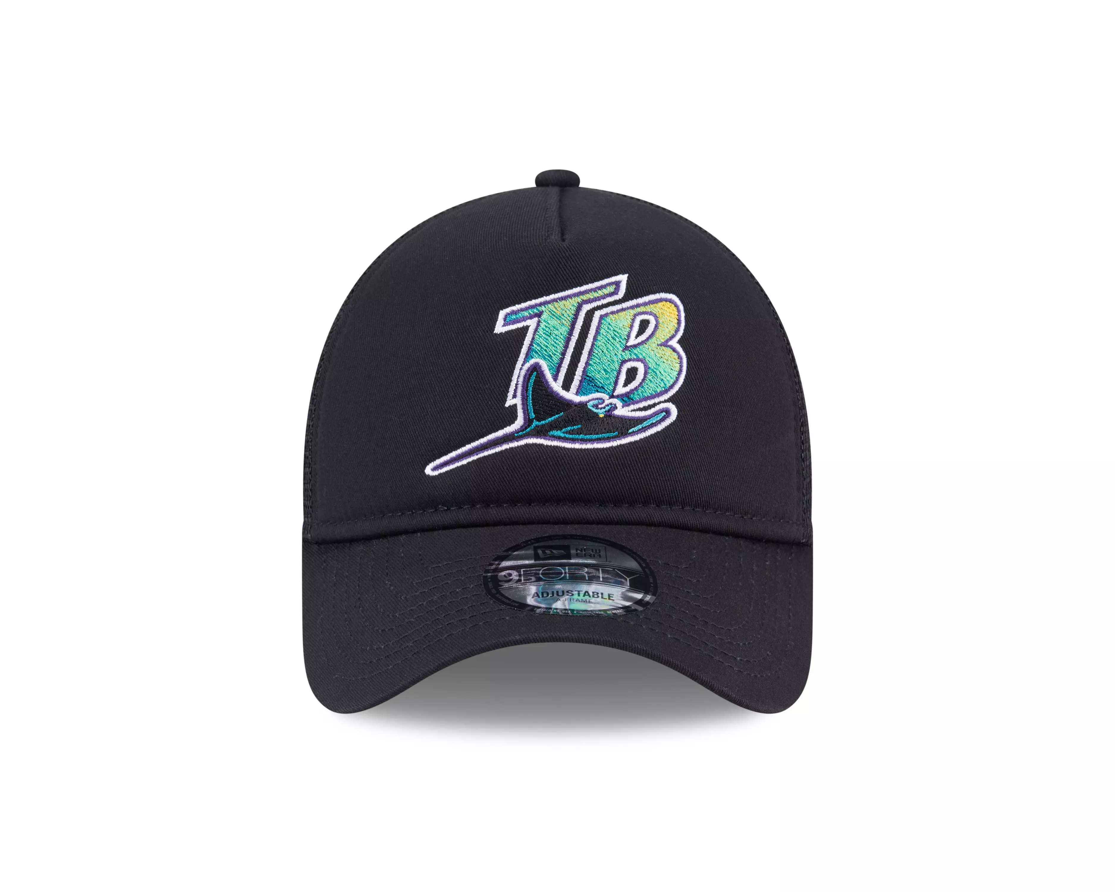 New Era Tampa Bay Rays 9FORTY A-Frame Cooperstown Trucker Snapback Hat-Black - BLACK