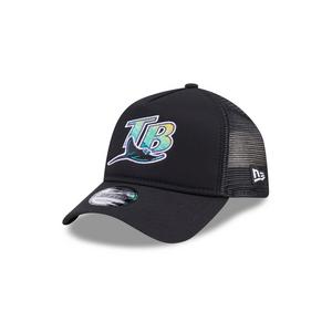 New Era Tampa Bay Rays 9FORTY A-Frame Cooperstown Trucker Snapback Hat-Black
