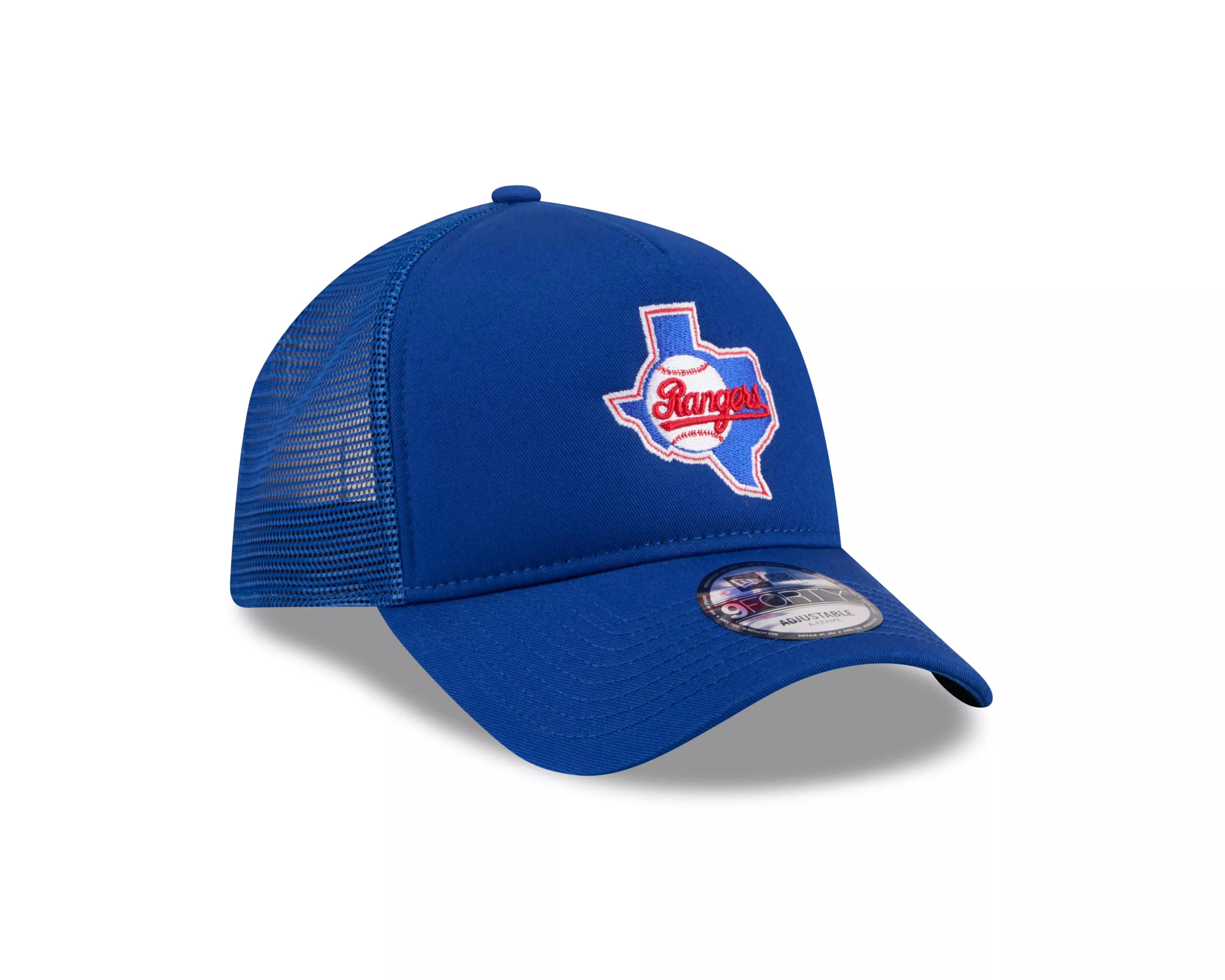 New Era Texas Rangers 9FORTY A-Frame Cooperstown Trucker Snapback Hat-Royal - ROYAL