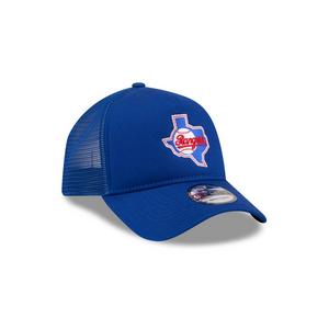 New Era Texas Rangers 9FORTY A-Frame Cooperstown Trucker Snapback Hat-Royal