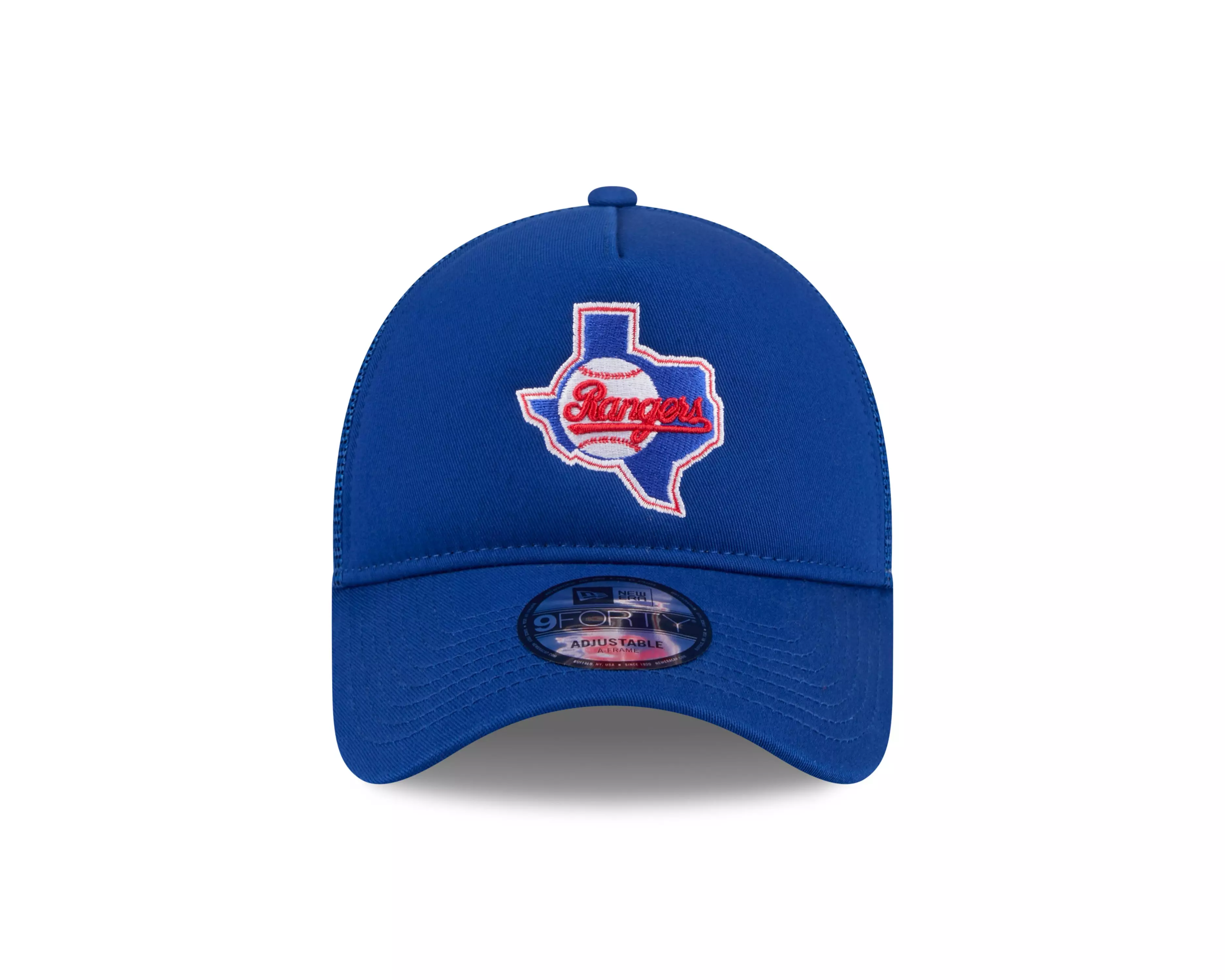 New Era Texas Rangers 9FORTY A-Frame Cooperstown Trucker Snapback Hat-Royal - ROYAL