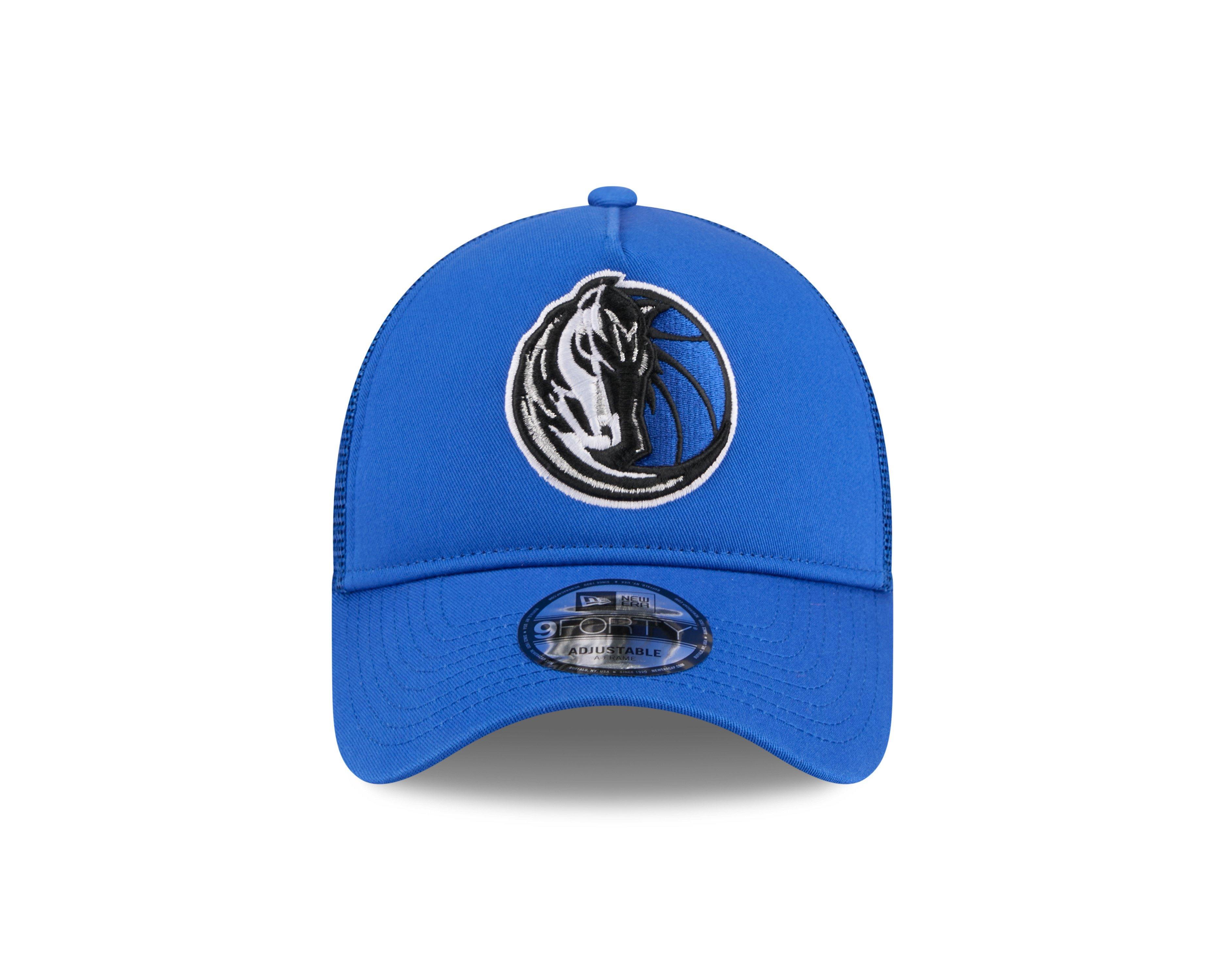 New Era Dallas Mavericks 9FORTY A-Frame Trucker Snapback Hat-Blue - BLUE Thumbnail View 3