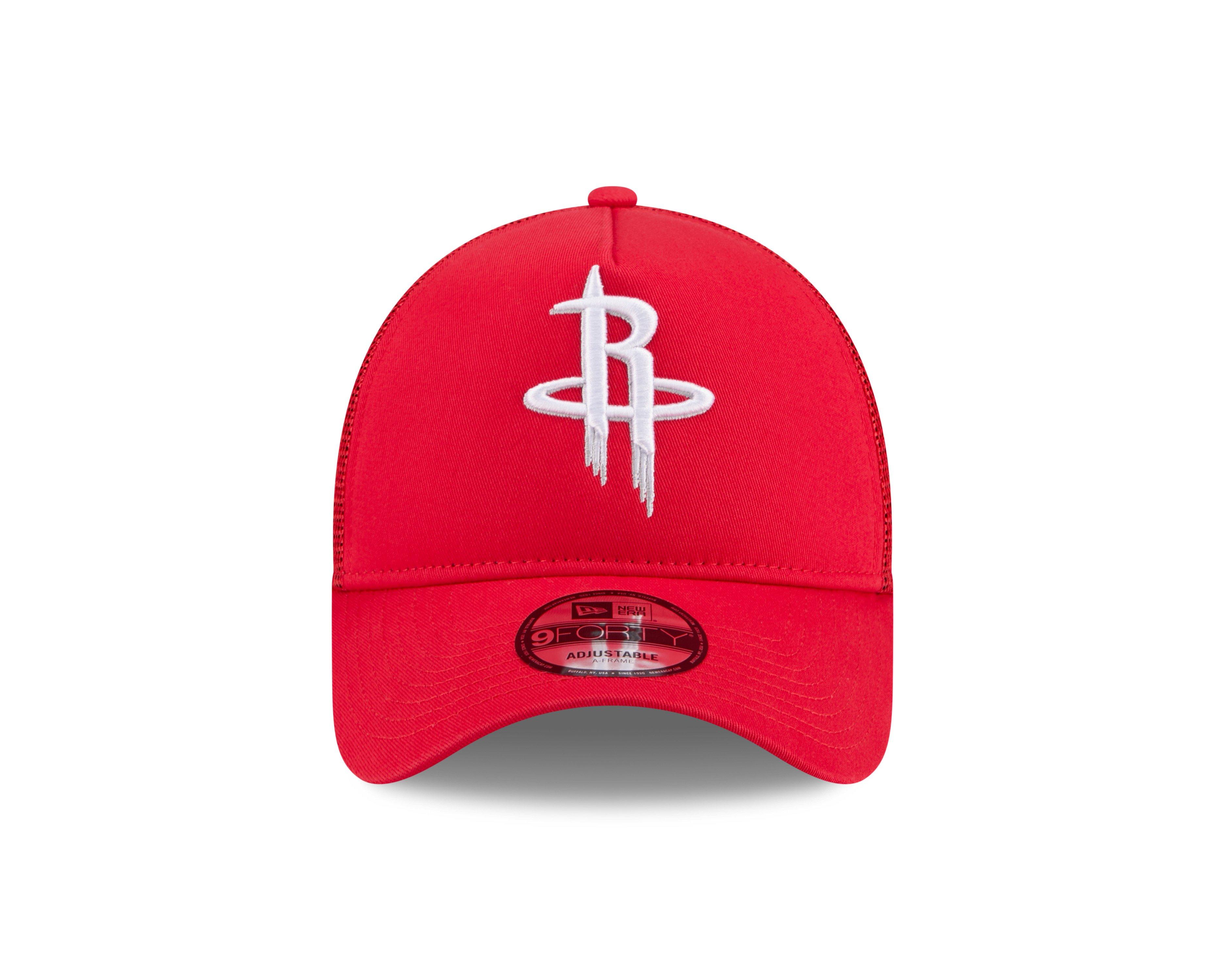 New Era Houston Rockets 9FORTY A-Frame Trucker Snapback Hat-Red - RED Thumbnail View 3