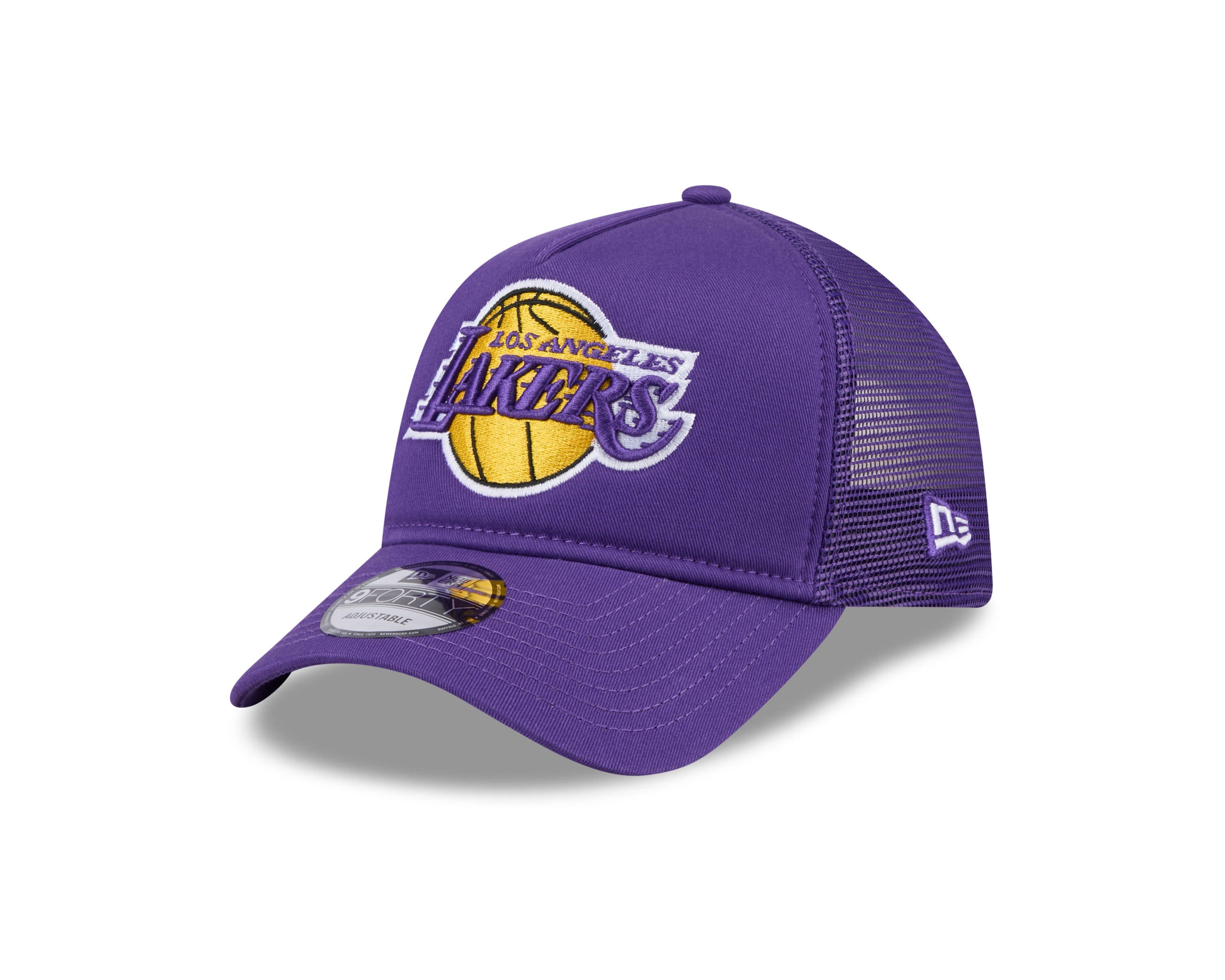 New Era Los Angeles Lakers 9FORTY A-Frame Trucker Purple Snapback Hat