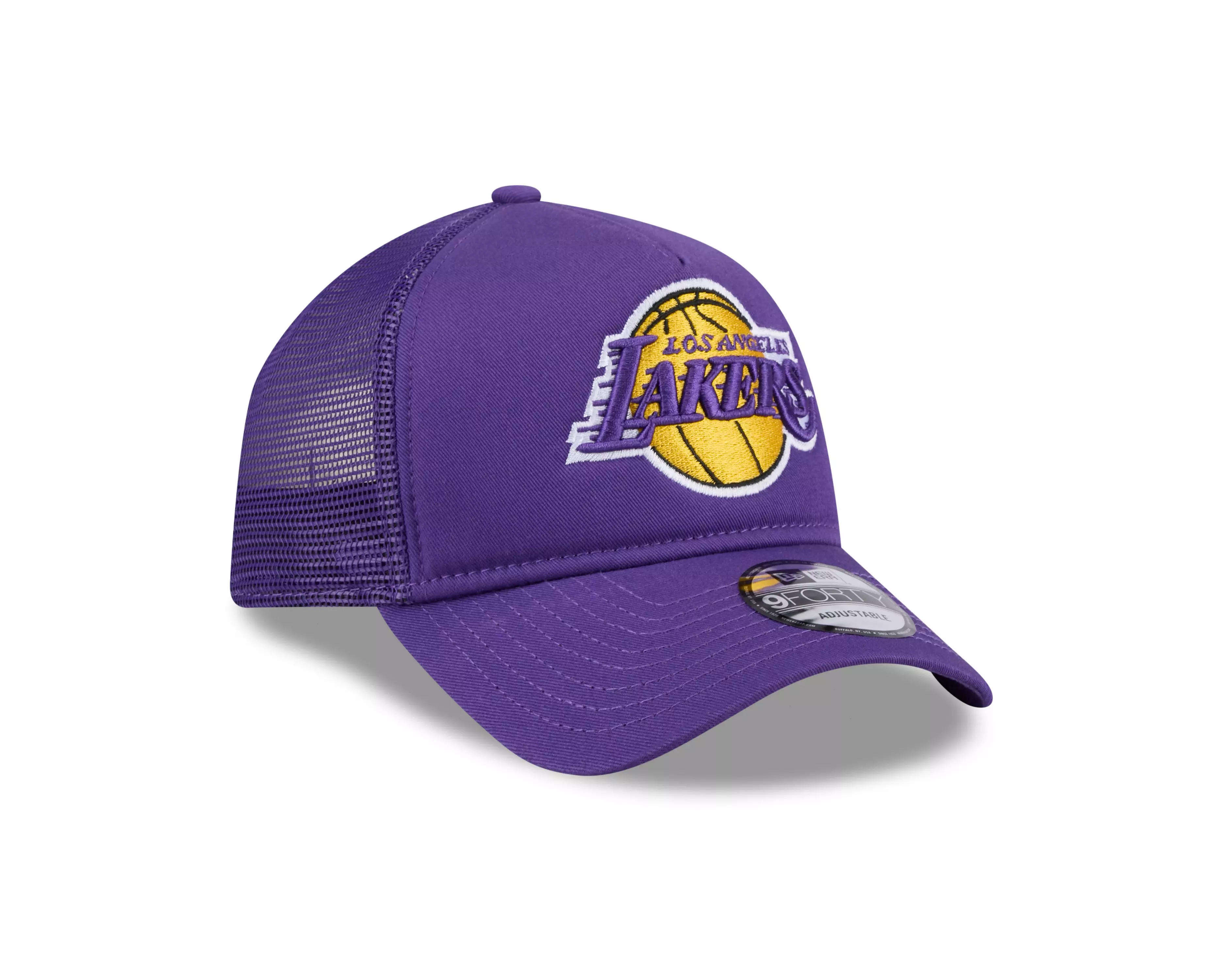 New Era Los Angeles Lakers 9FORTY A-Frame Trucker Snapback Hat-Purple - PURPLE