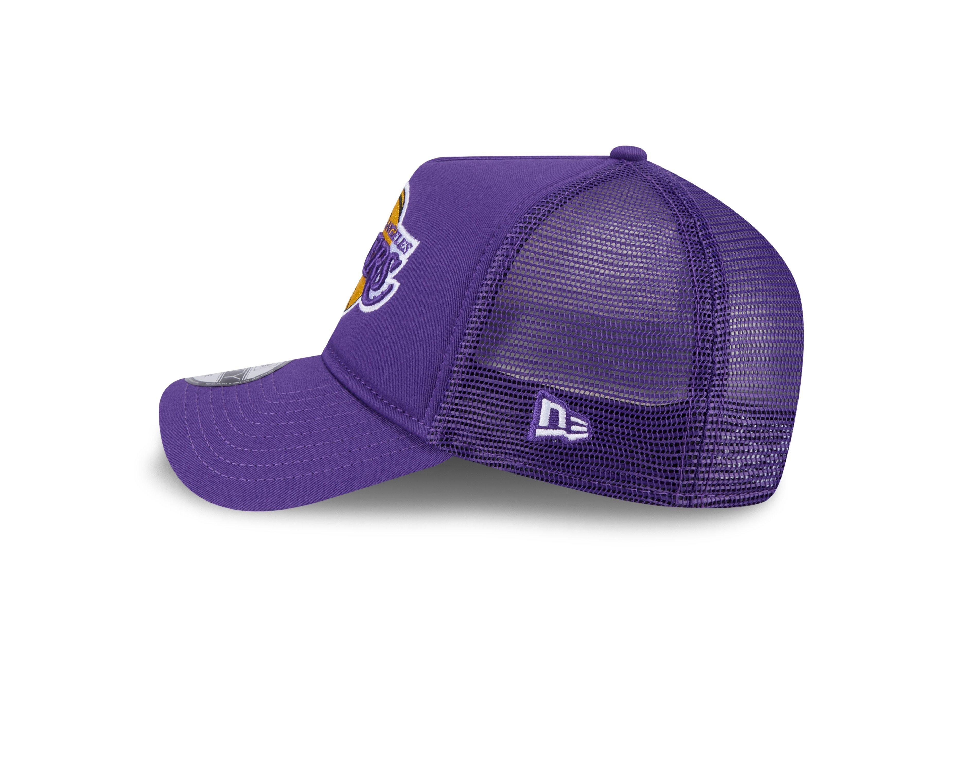 New Era Los Angeles Lakers 9FORTY A-Frame Trucker Snapback Hat-Purple - PURPLE Thumbnail View 5