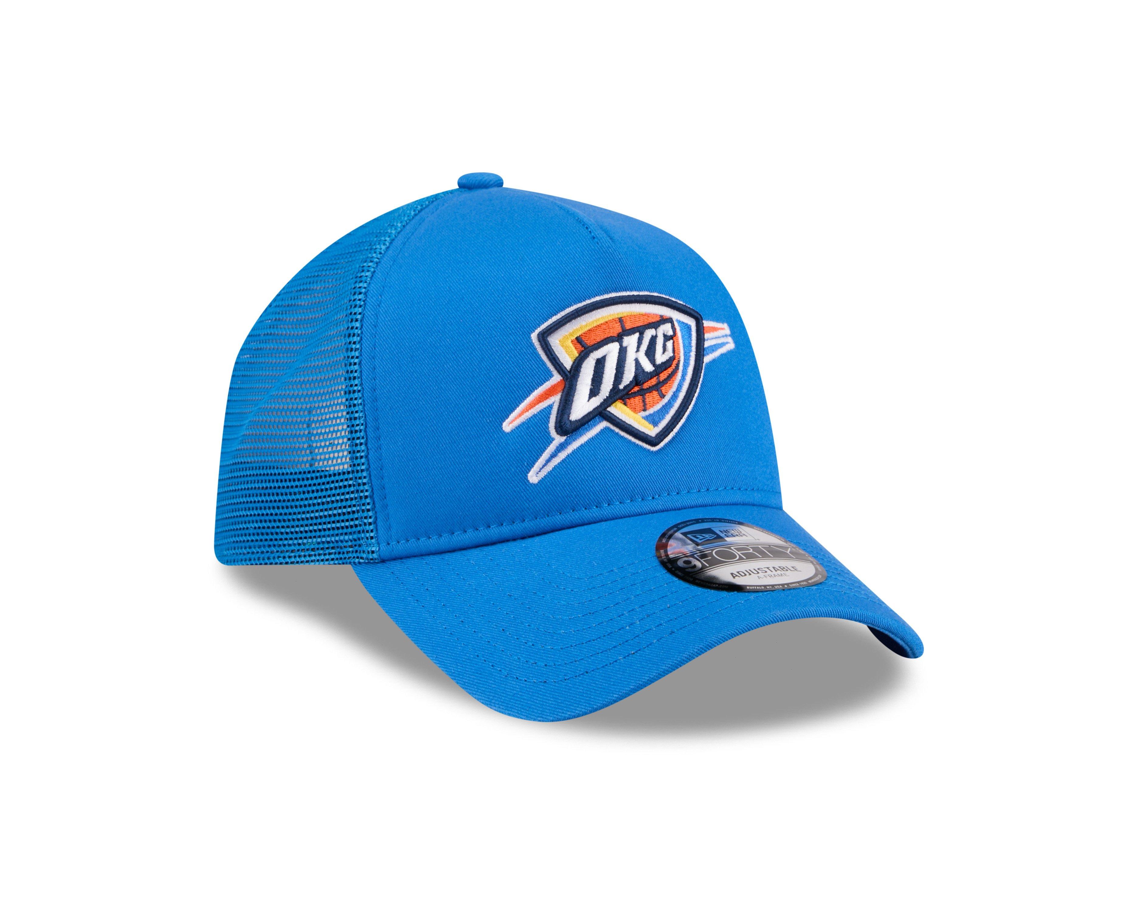 New Era Oklahoma City Thunder 9FORTY A-Frame Trucker Snapback Hat-Blue - BLUE Thumbnail View 2