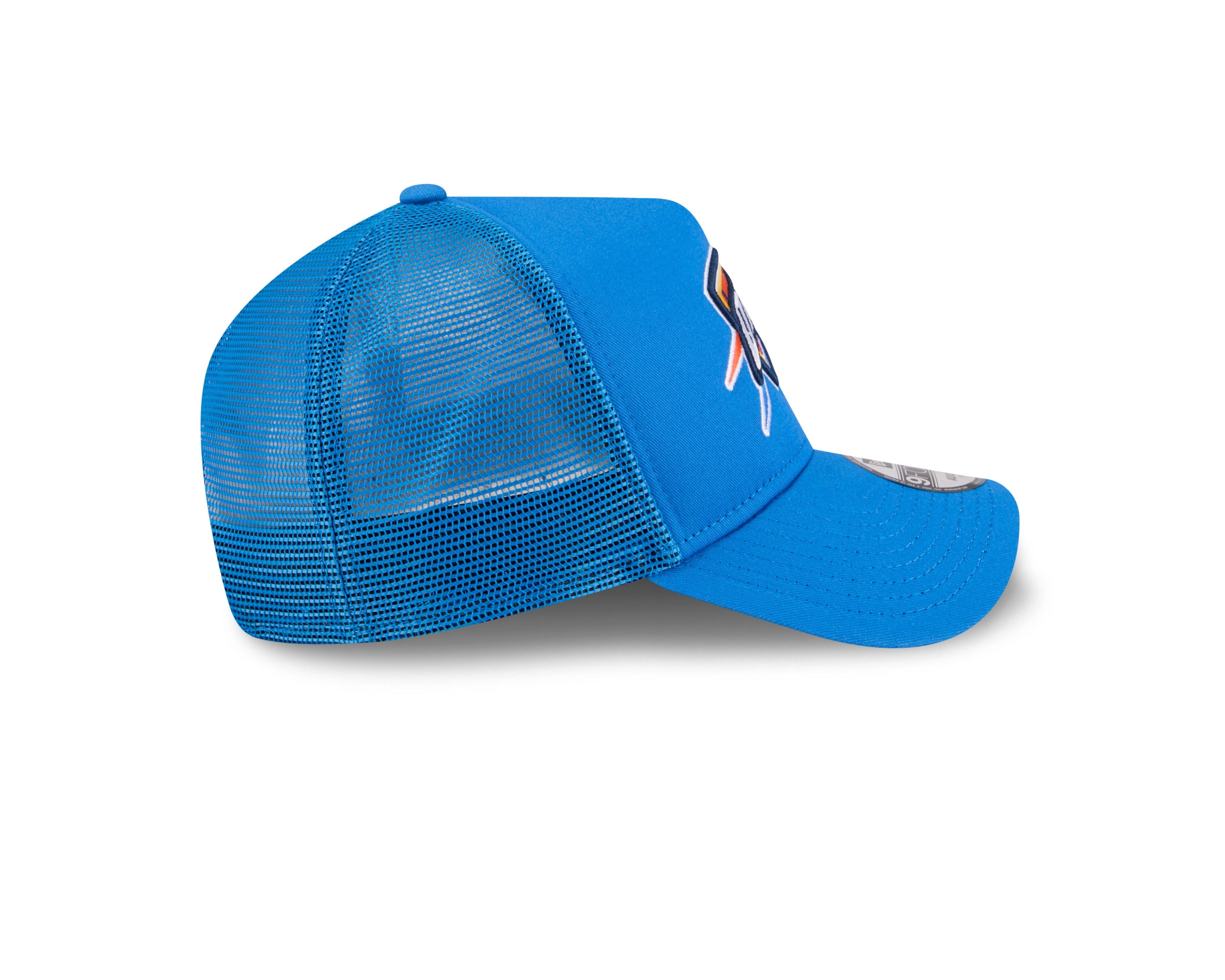 New Era Oklahoma City Thunder 9FORTY A-Frame Trucker Snapback Hat-Blue - BLUE Thumbnail View 6