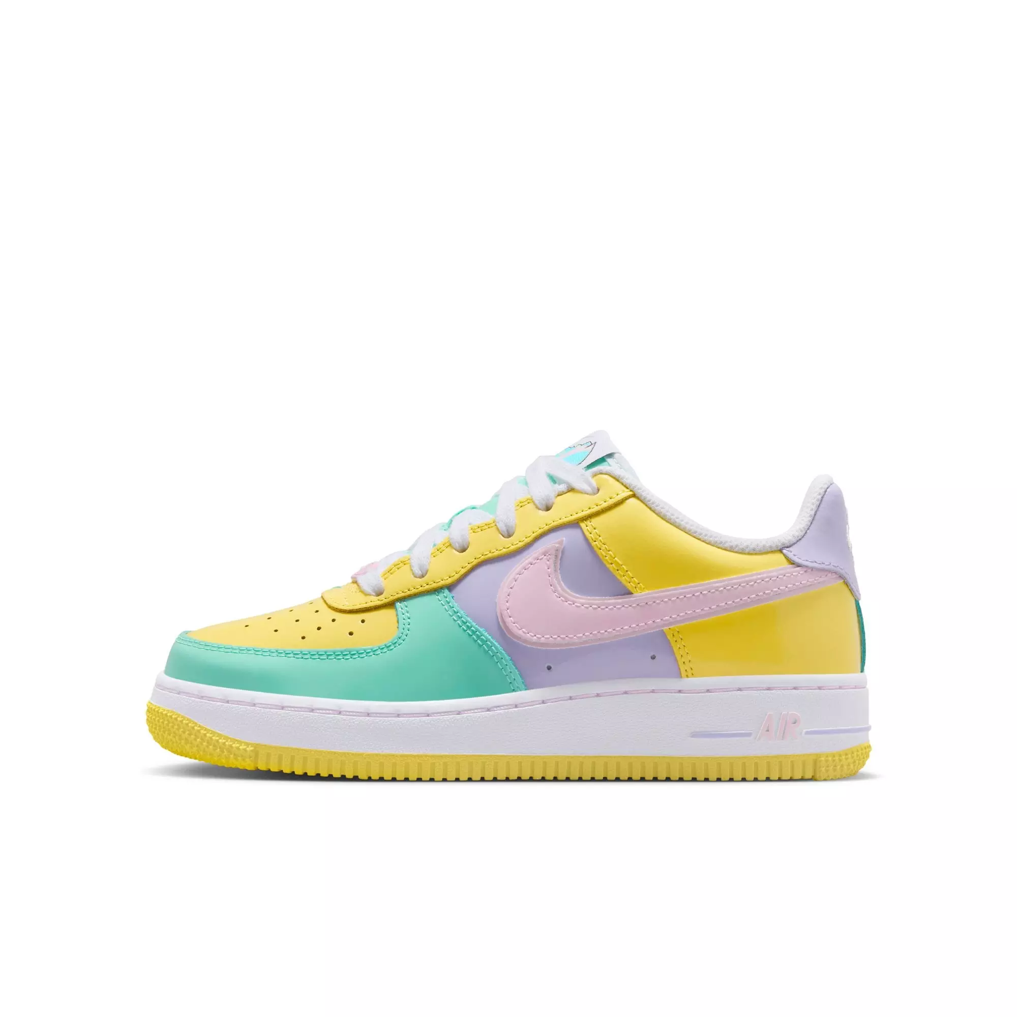 Nike Air Force 1 "Easter" Grade School Kids' Shoe - YELLOW PULSE/PINK FOAM/HYDRANGEAS