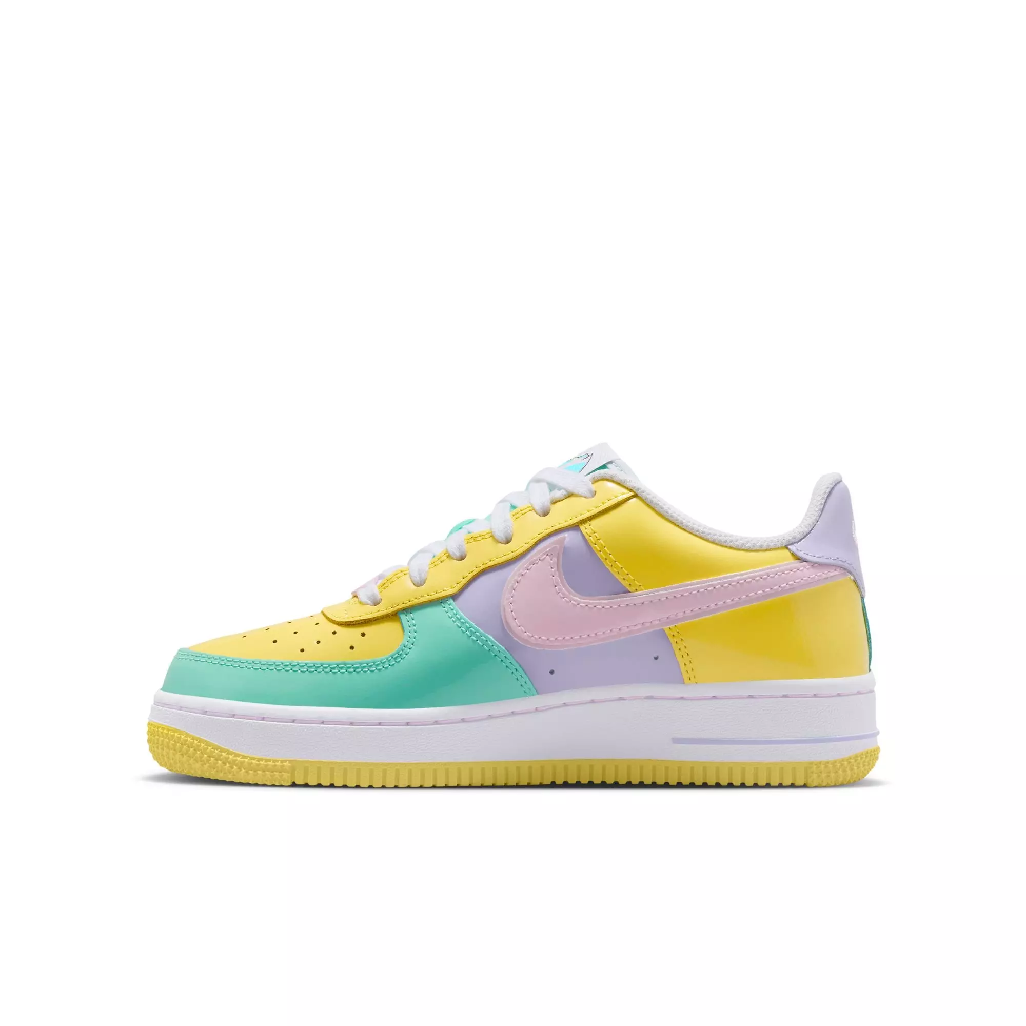 Nike Air Force 1 "Easter" Grade School Kids' Shoe - YELLOW PULSE/PINK FOAM/HYDRANGEAS