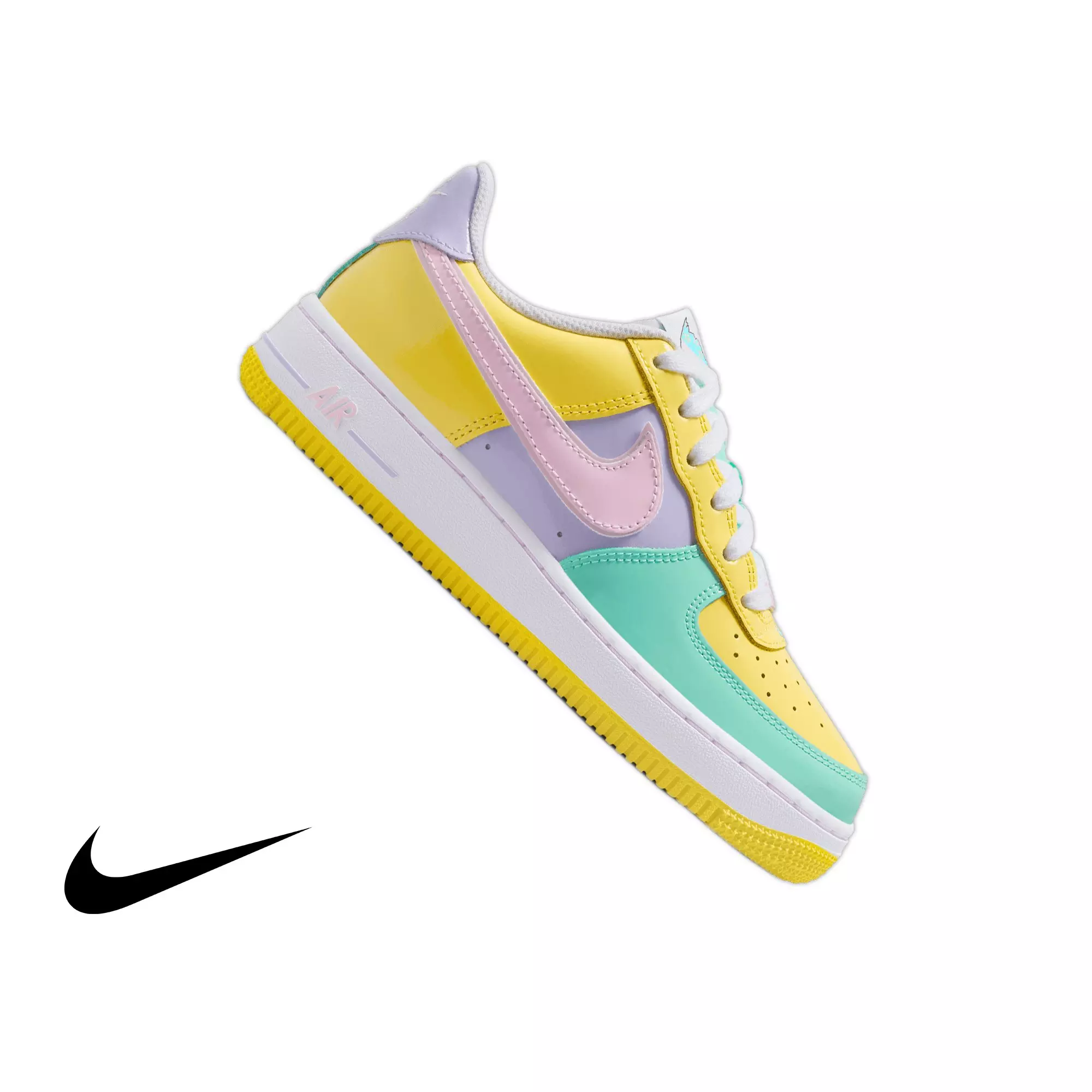 Nike Air Force 1 "Easter" Grade School Kids' Shoe - YELLOW PULSE/PINK FOAM/HYDRANGEAS