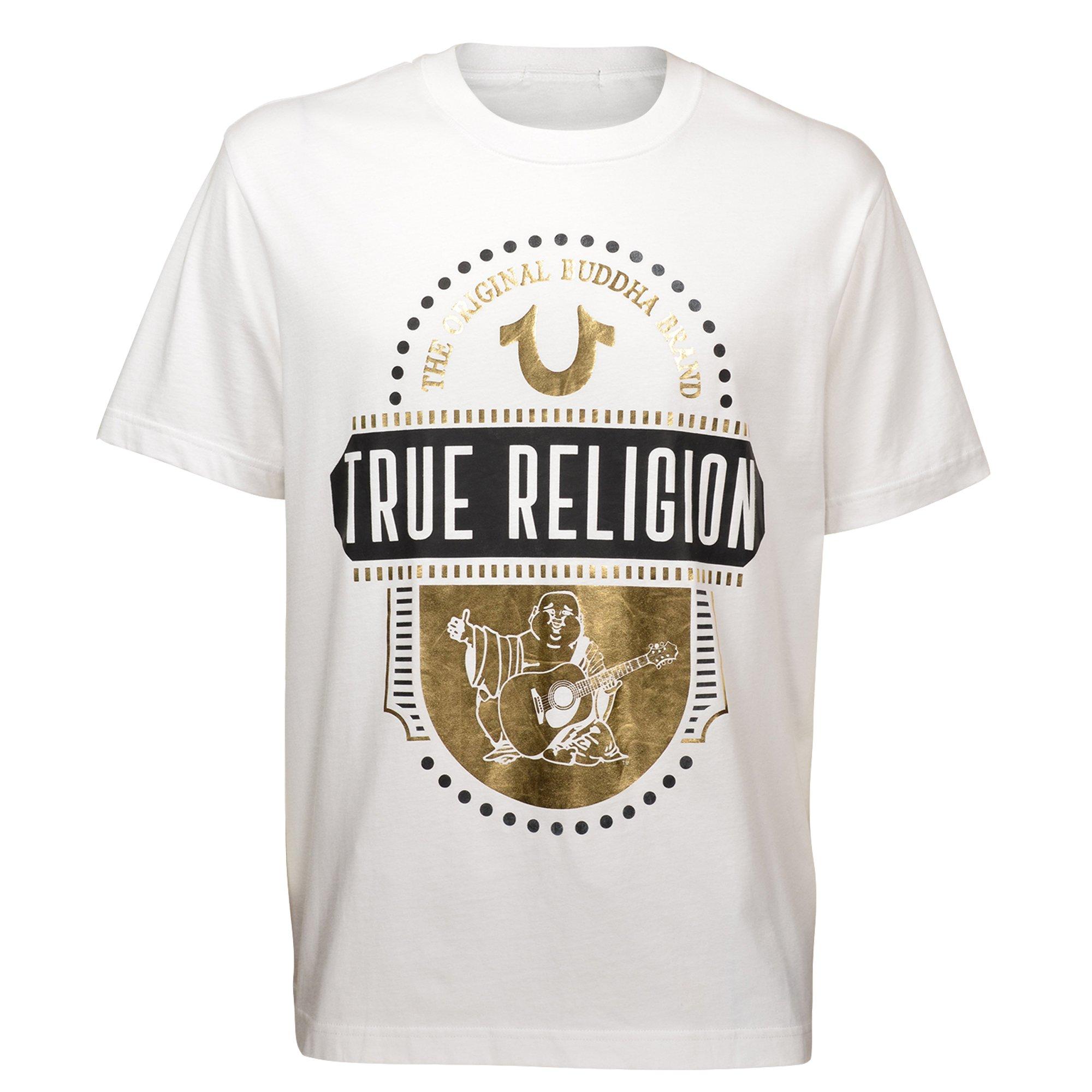 True Religion Men's Heritage Gold Foil Tee - White - WHITE Thumbnail View 1