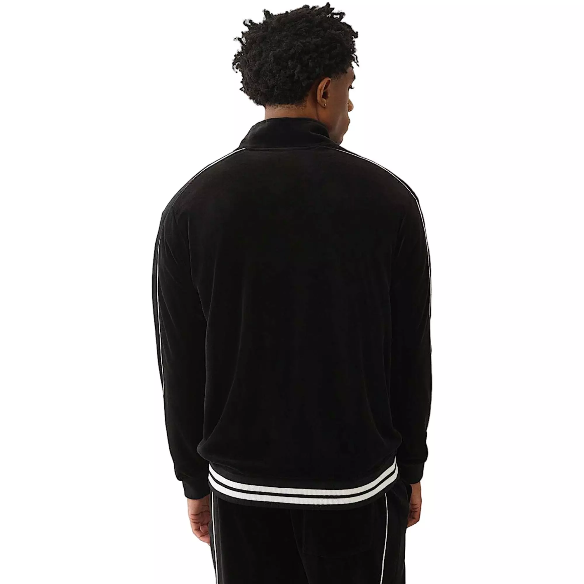 True Religion Men's Logo Patch Velour Track Jacket - BLACK