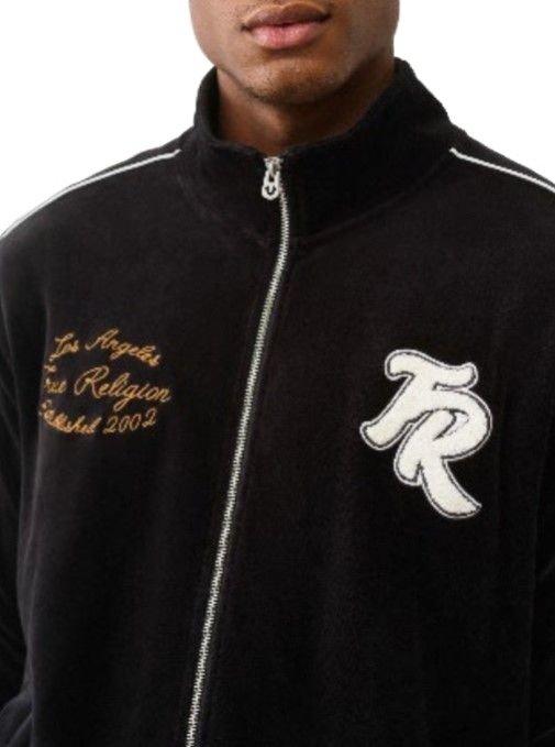 True Religion Men's Logo Patch Velour Track Jacket - BLACK Thumbnail View 5