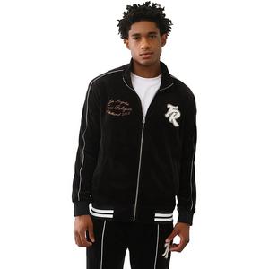 True Religion Men's Logo Patch Velour Track Jacket